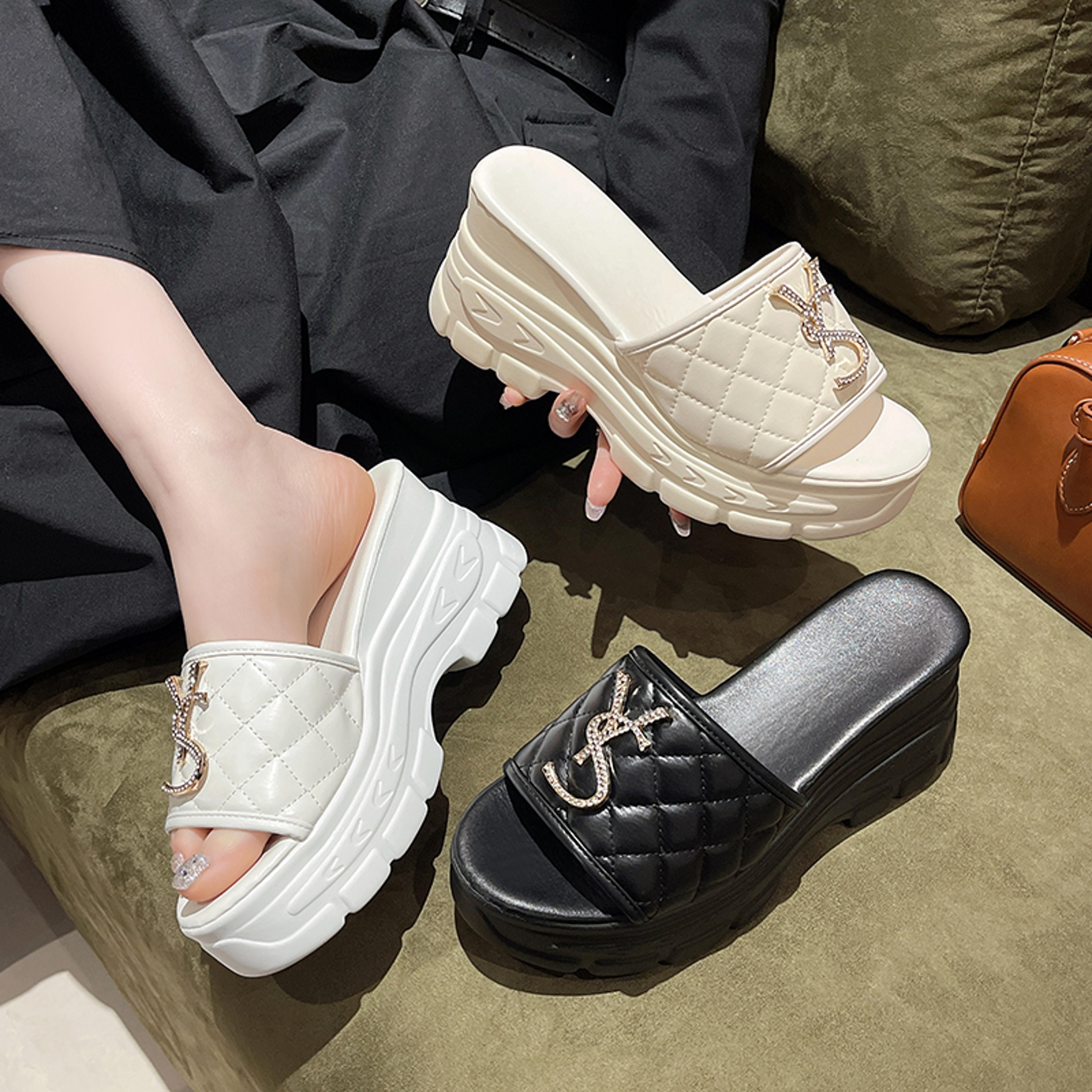designer women sandals, summer platform slippers with fashion letters, non-slip casual ladies shoes sandal