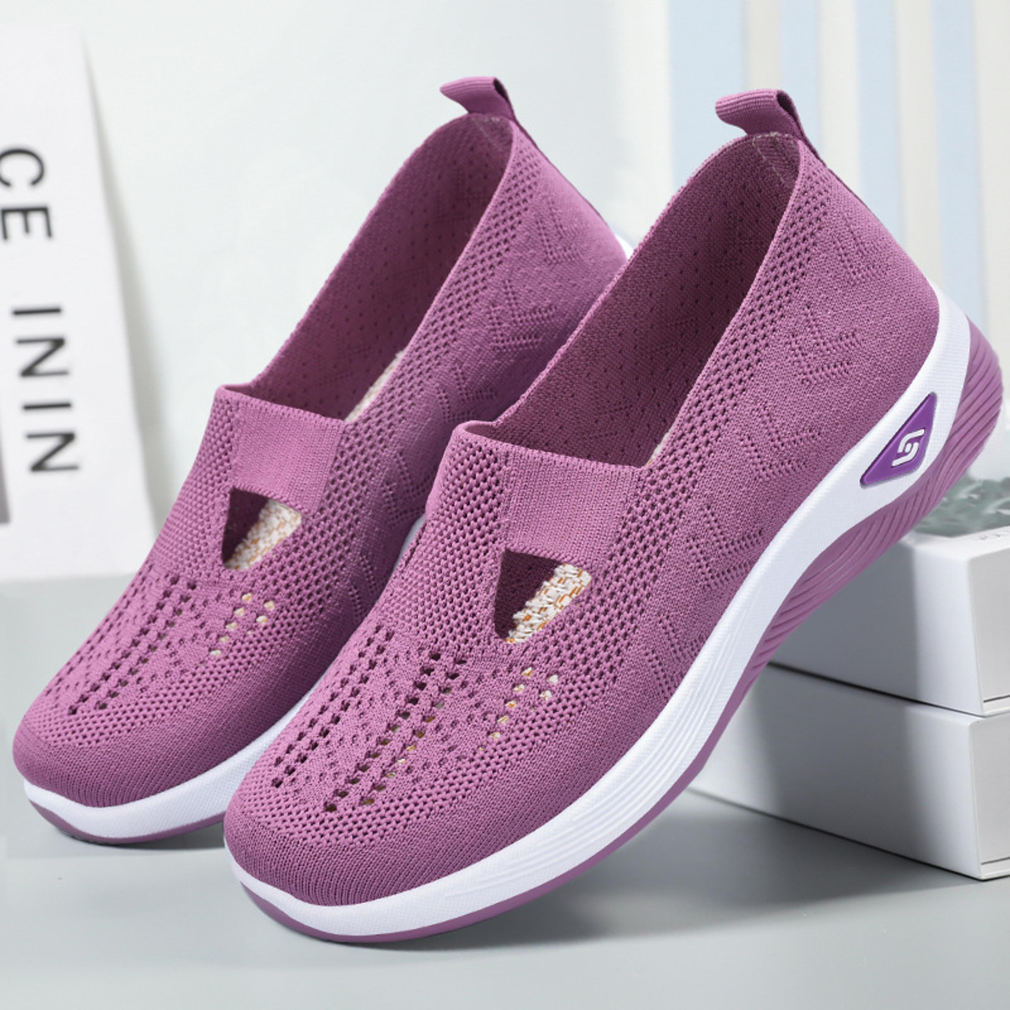 casual blue mesh womens shoes, breathable & comfortable soft sole loafers for mothers, perfect for spring and summer