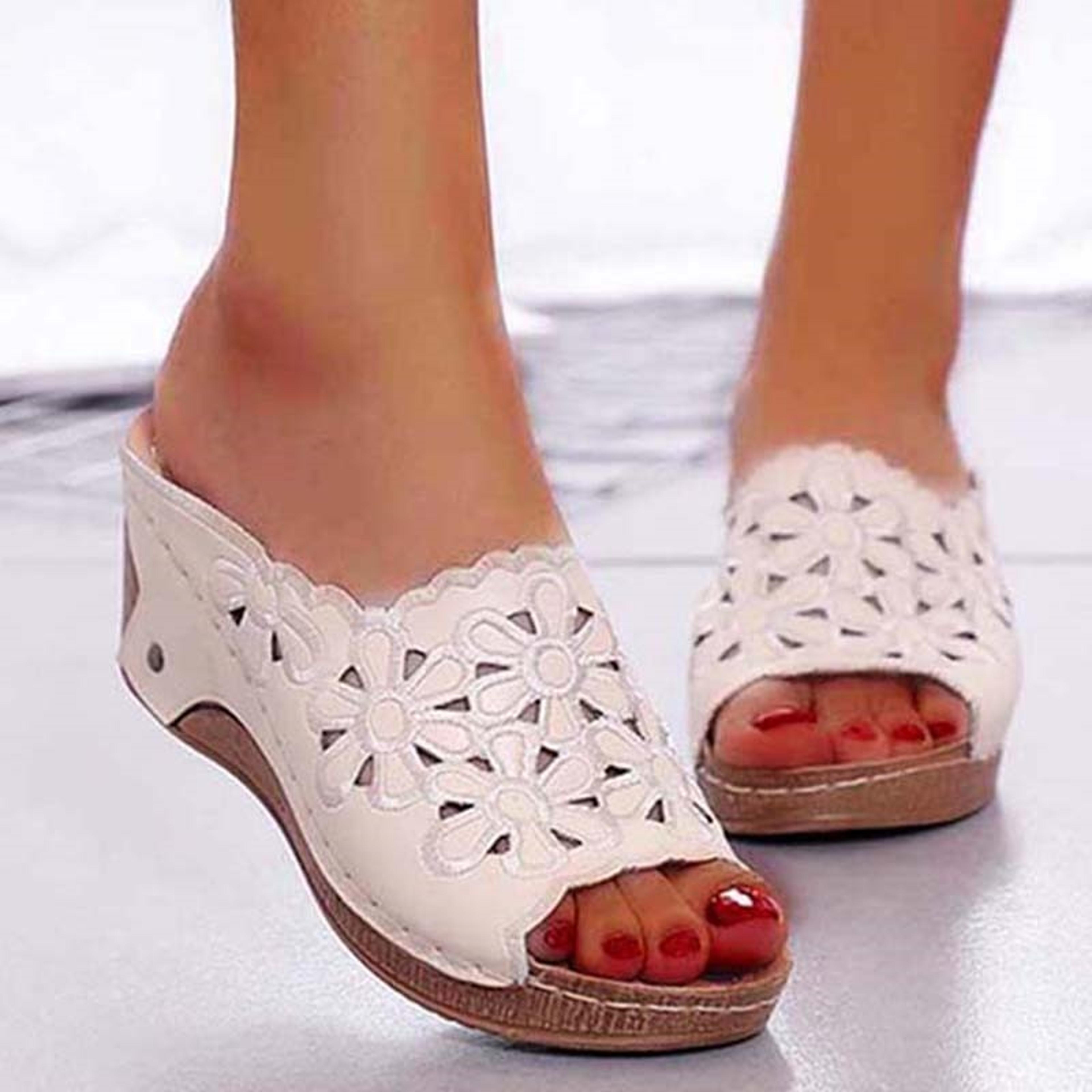 stylish women shoes sandals for summer, outdoor walking slip-on wedge sandals, retro womens footwear & casual slippers