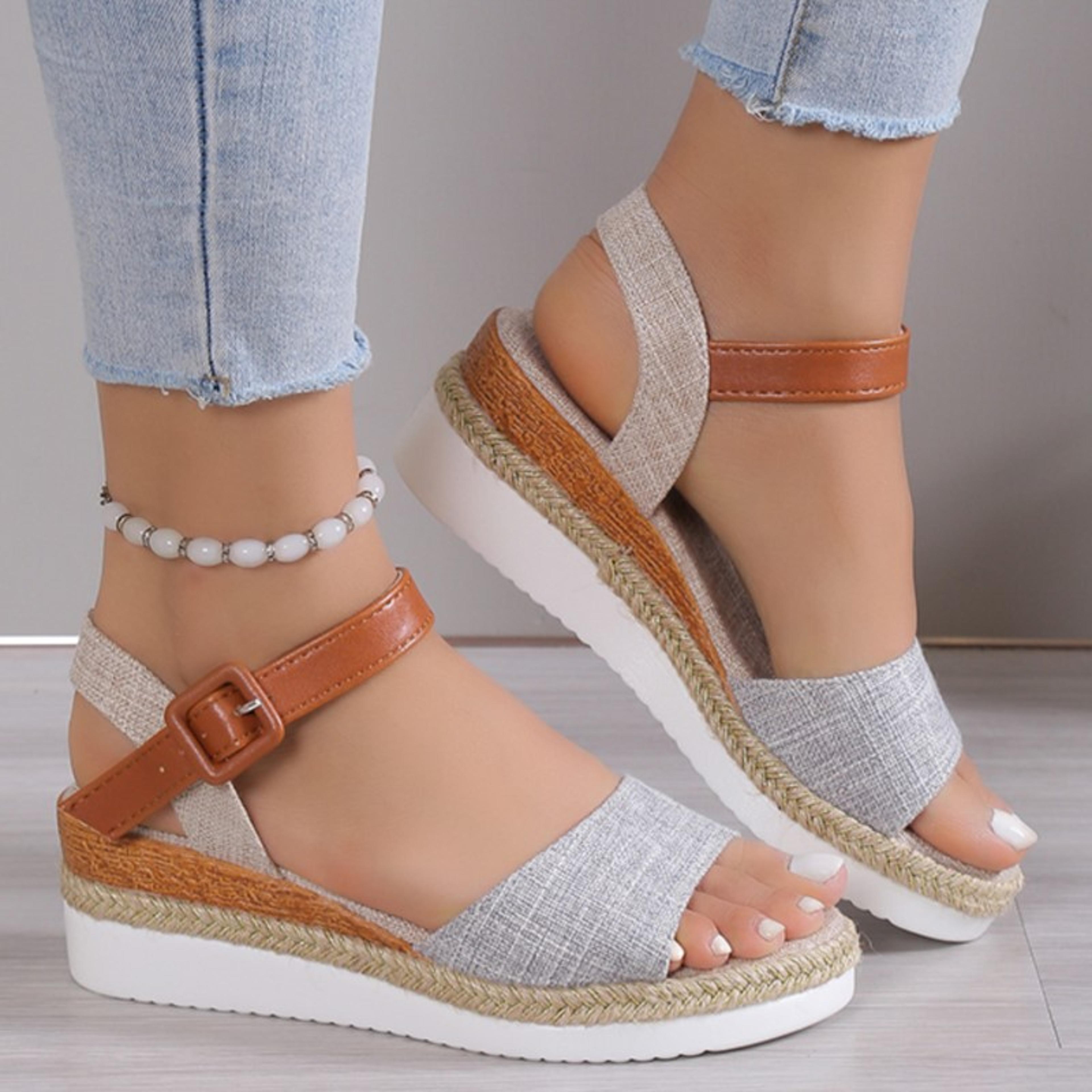 womens wedge sandals, fashion summer heeled shoes for parties & daily wear, soft retro footwear