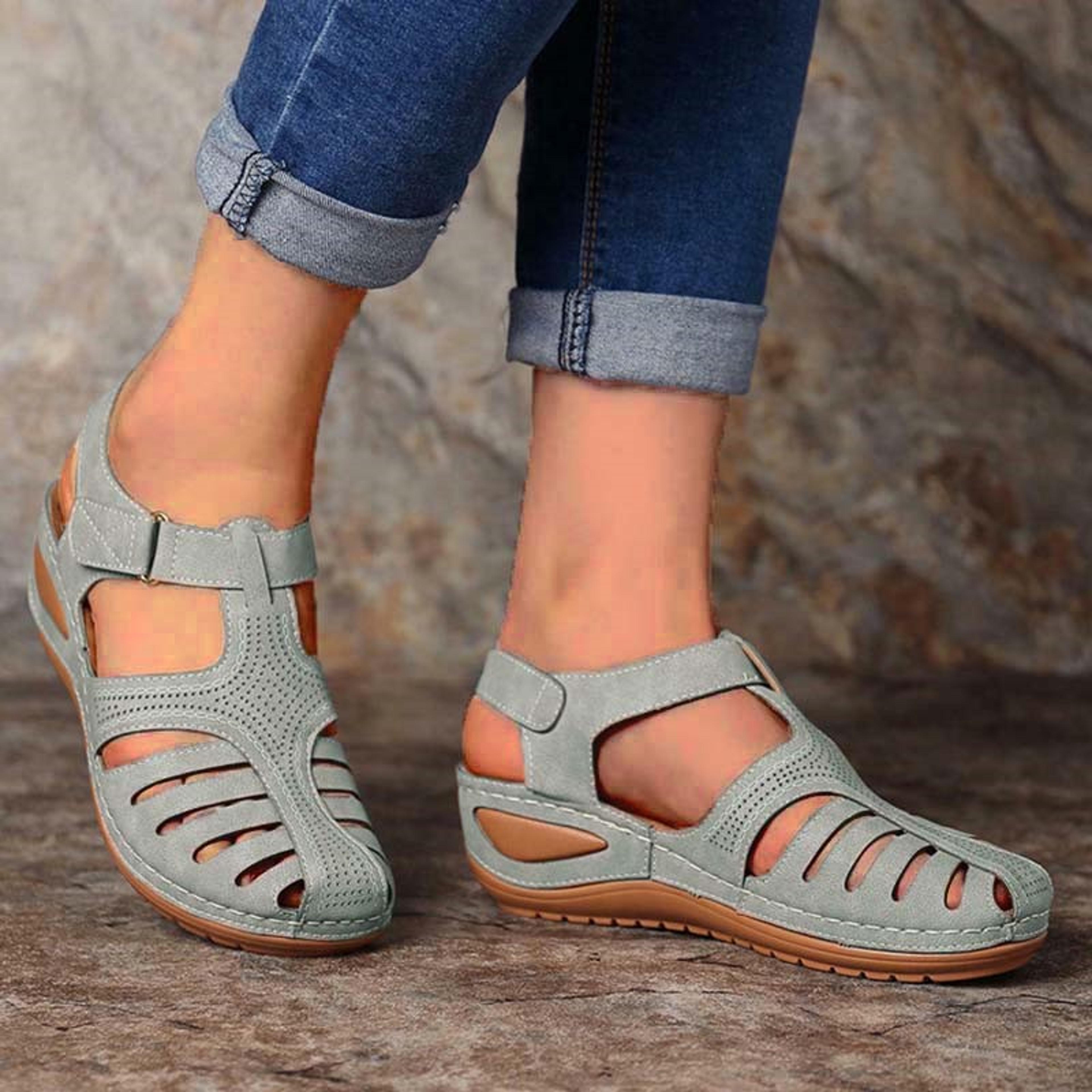 retro wedge womens sandals, summer casual ladies shoes, plus size comfortable female footwear