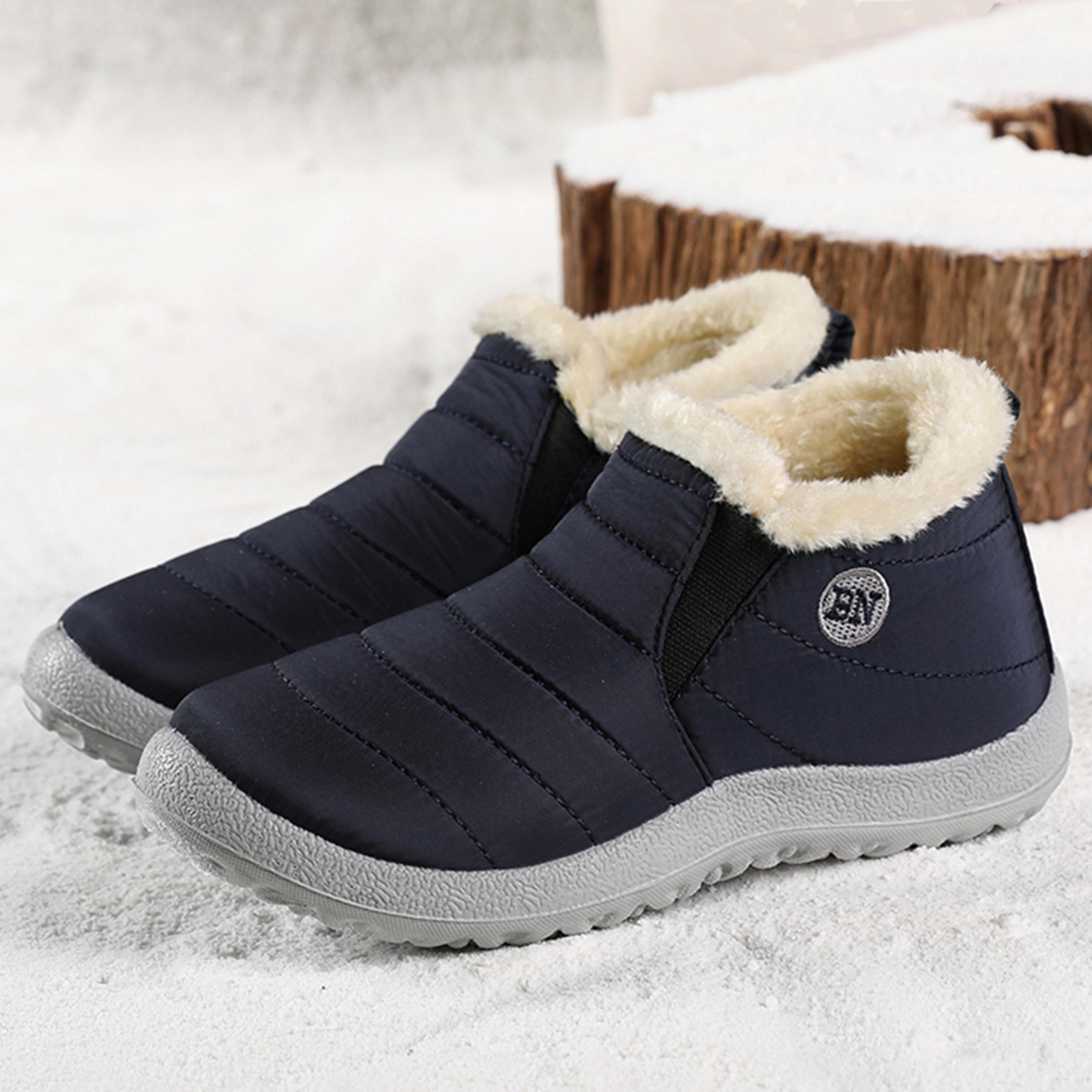 durable boots men snow mens shoes hiking winter boots for men with plush fur lining, non-slip platform mens boots