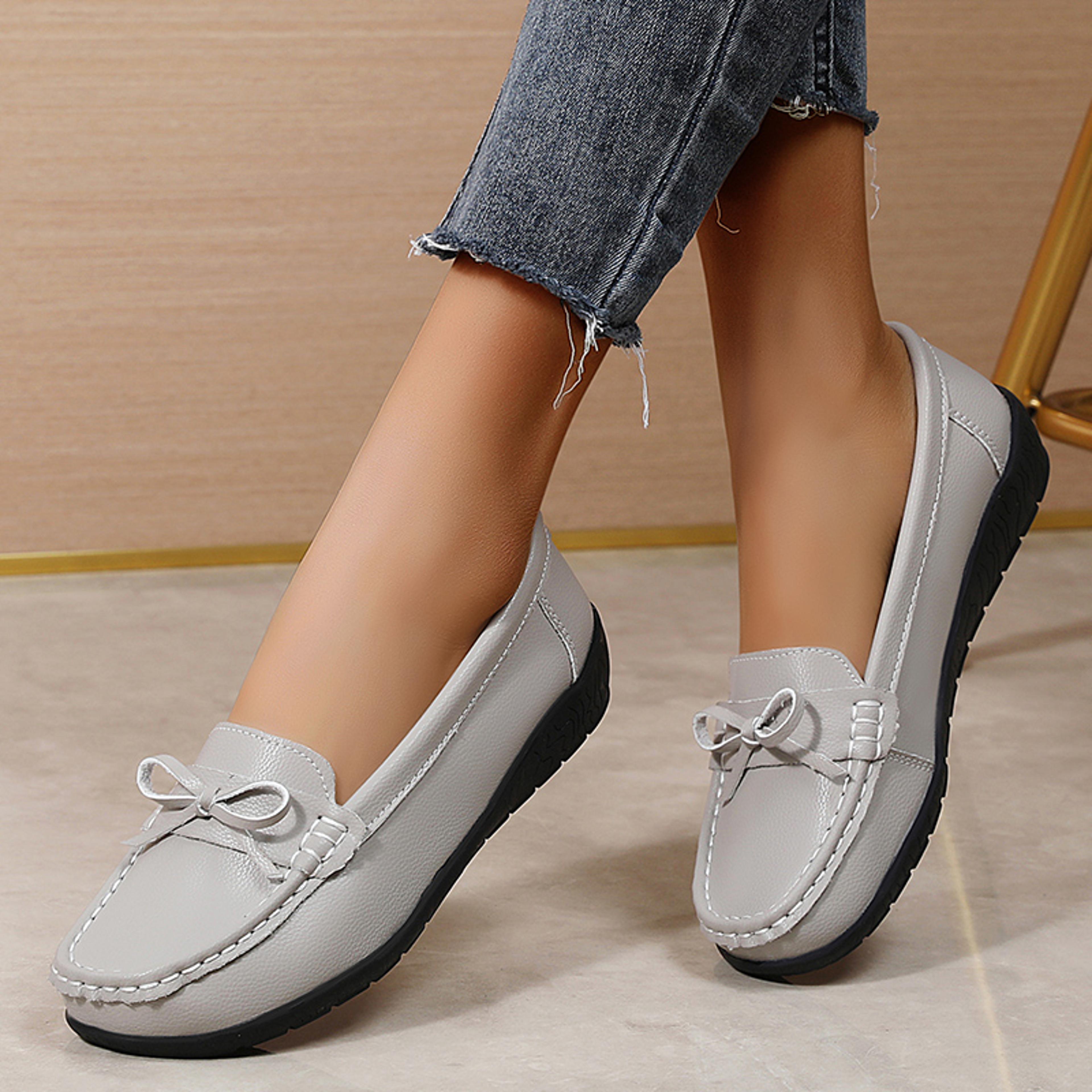 lightweight women flats bowtie womens loafers nurse shoes slip on ballet flats for women, elegant comfort for work