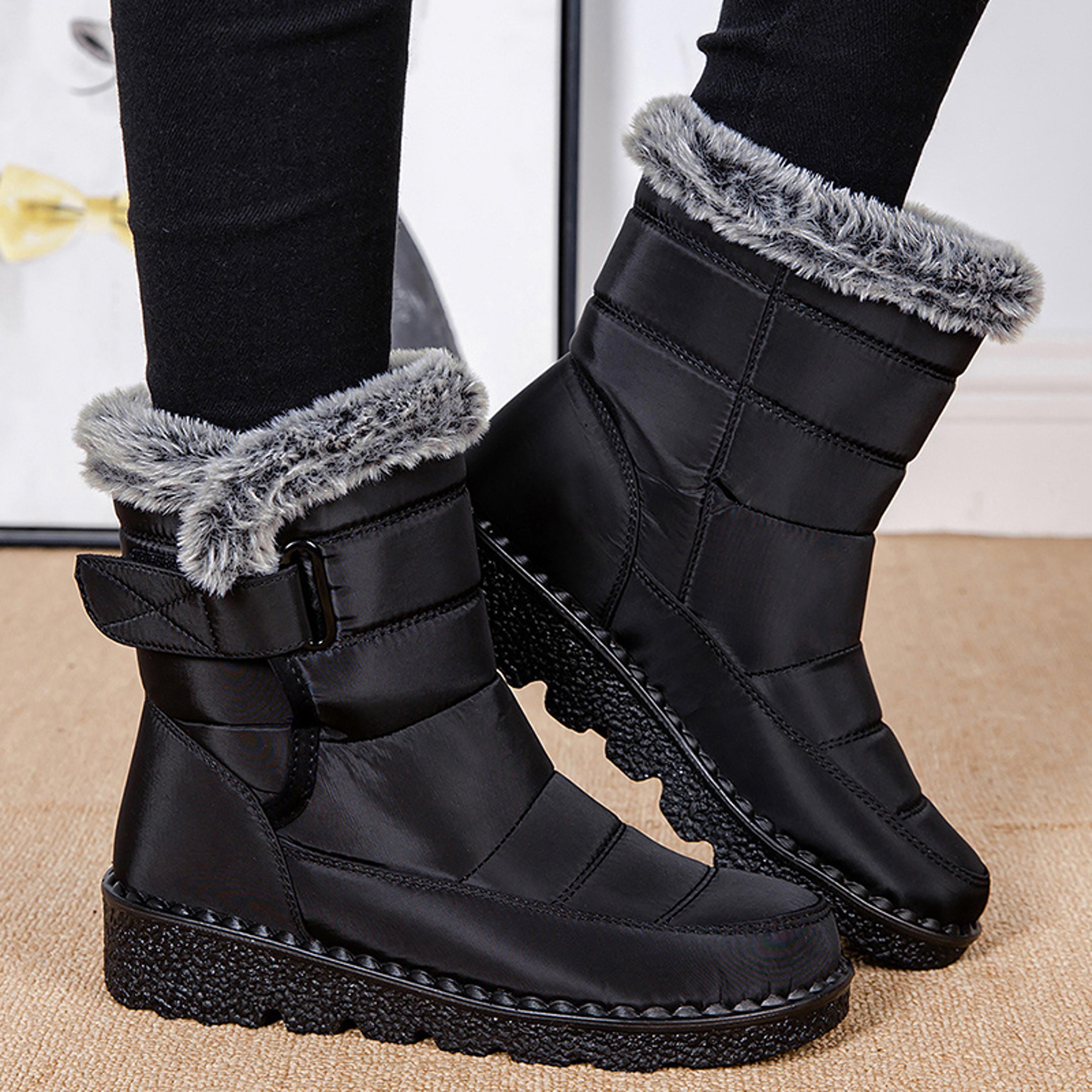 fashion womens boots snow casual platform ladies shoes, mid high winter boots for girls, trendy botas for cold weather