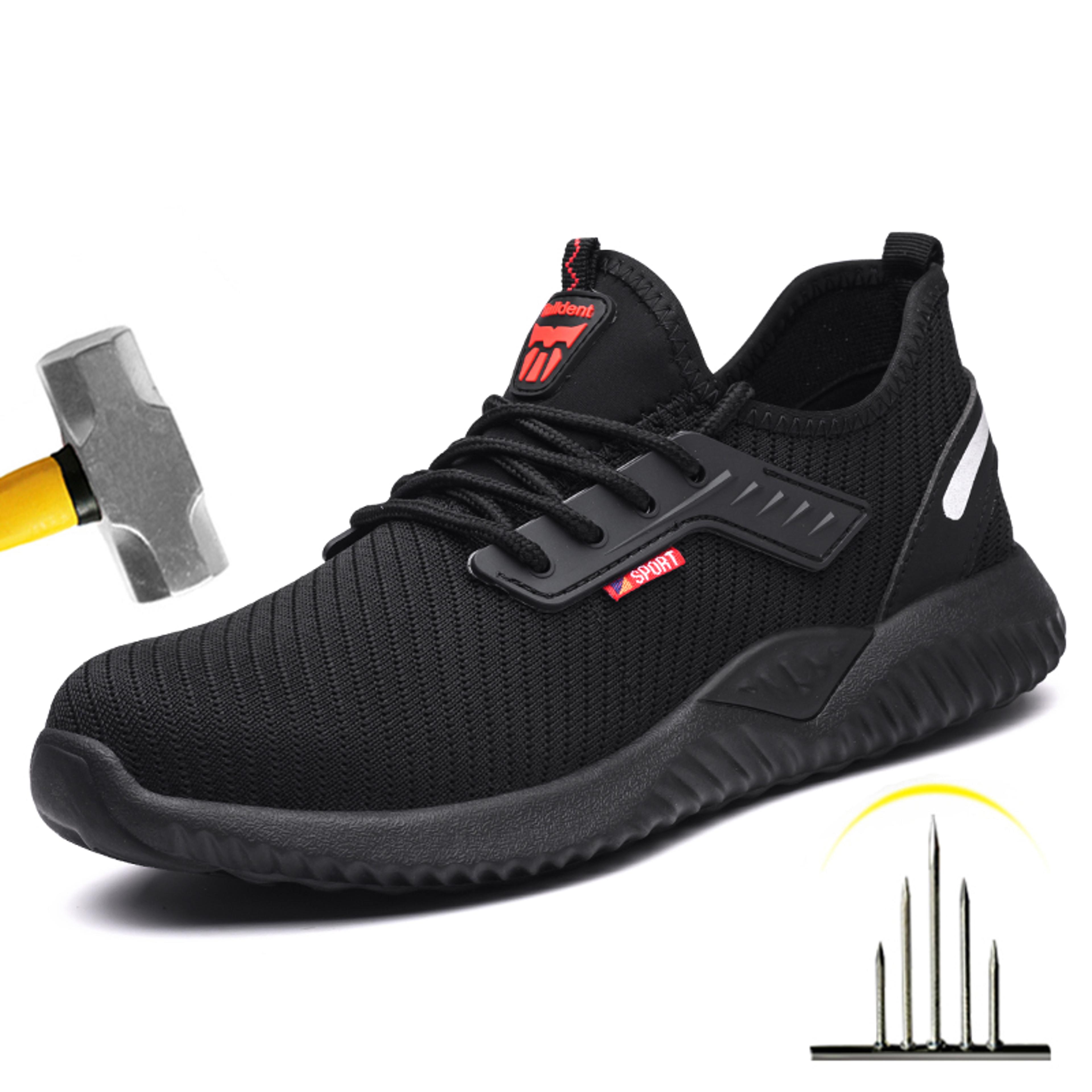 mens steel toe safety shoes, anti-smash puncture-proof work sneakers, lightweight indestructible tactical boots