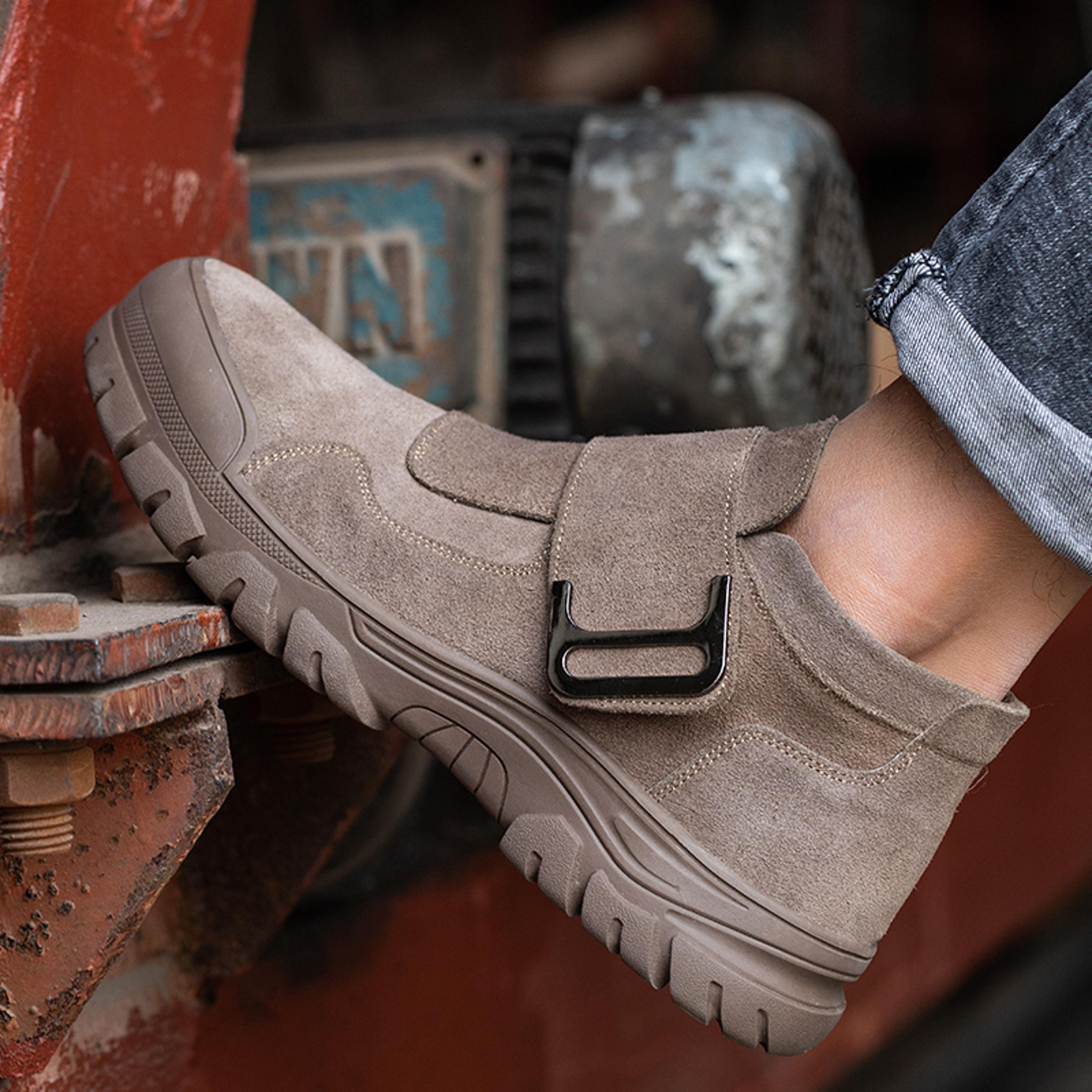 indestructible men work safety shoes with steel toe, anti-smashing puncture proof construction boots for heavy-duty