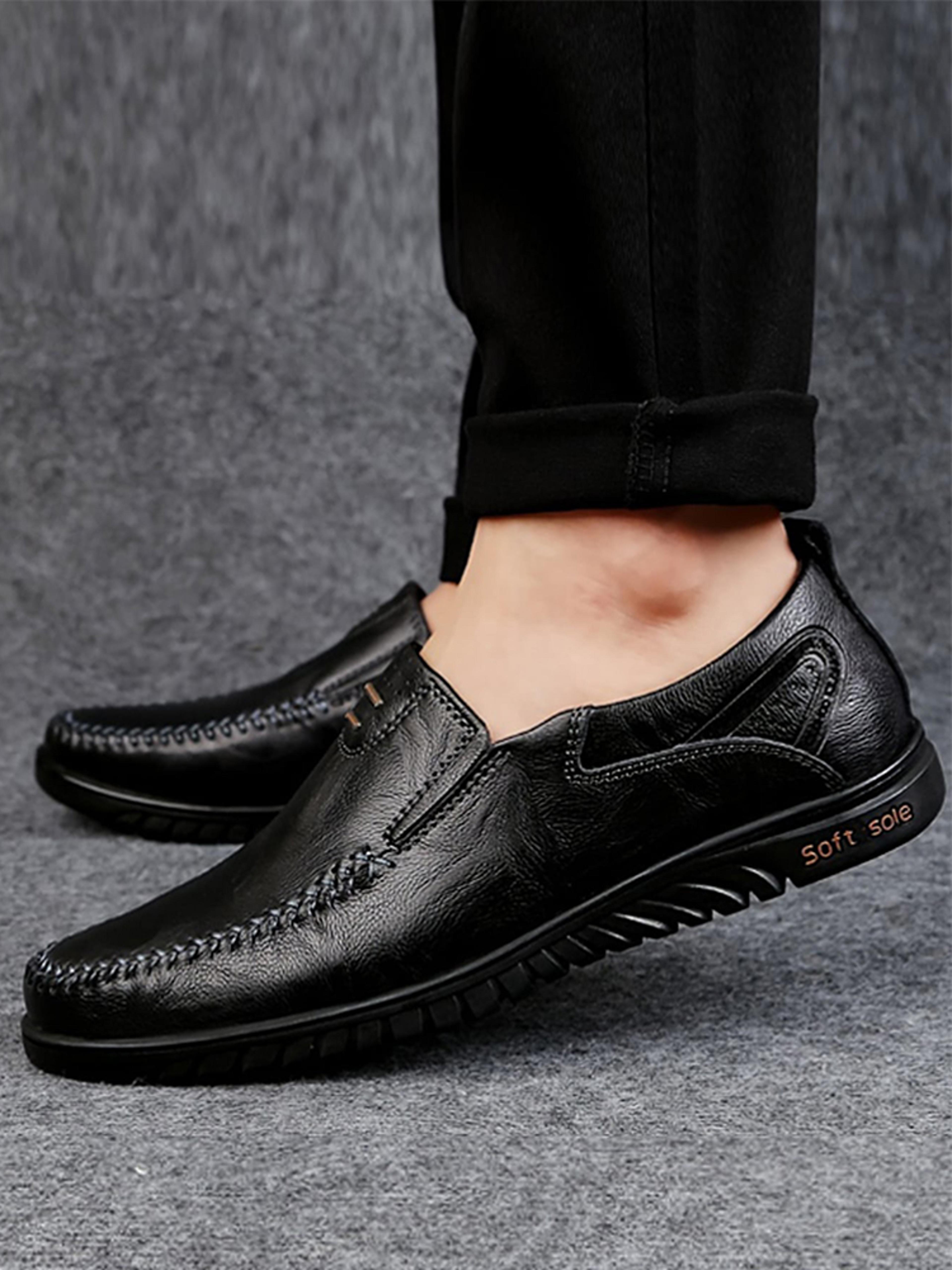 mens comfortable soft-soled slip-on loafers, premium leather casual & formal shoes for business and everyday wear