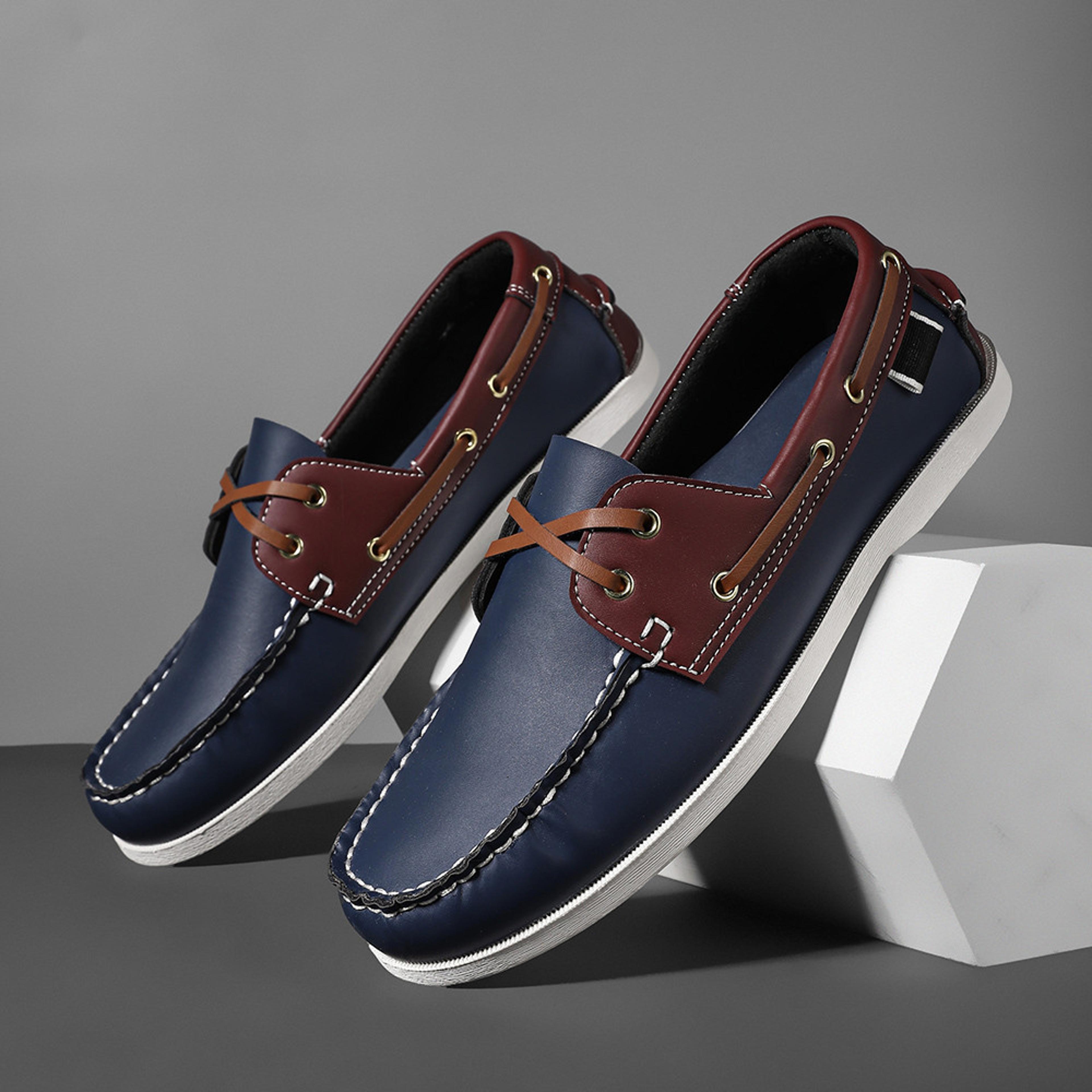 slip on mens trendy apron toe loafers, comfortable non slip shoes for outdoor travel & casual spring summer wear
