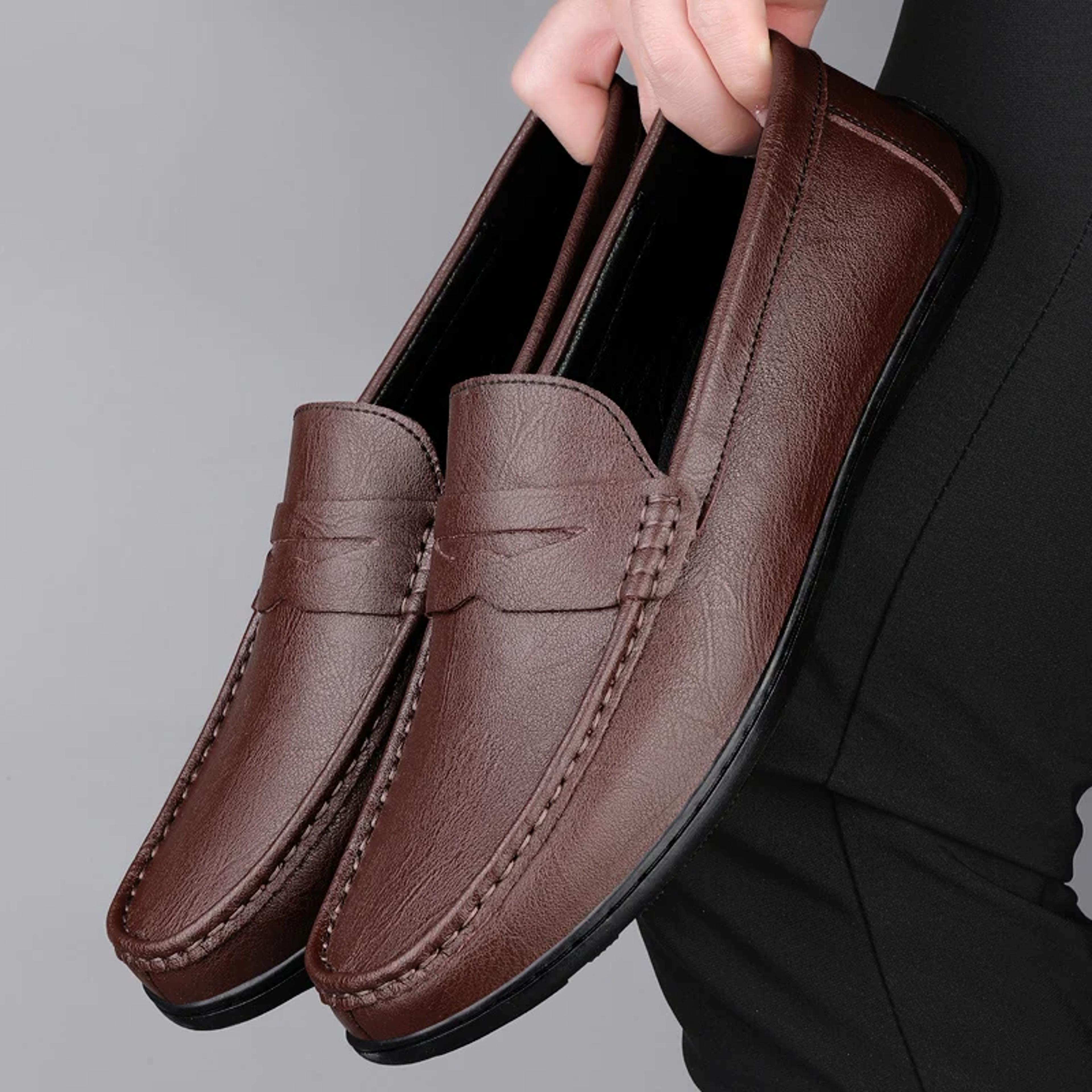 luxury dress shoes Men's Chocolate Premium Leather High End Oxfords Luxury Dress Shoes Plain Toe Lace-Up