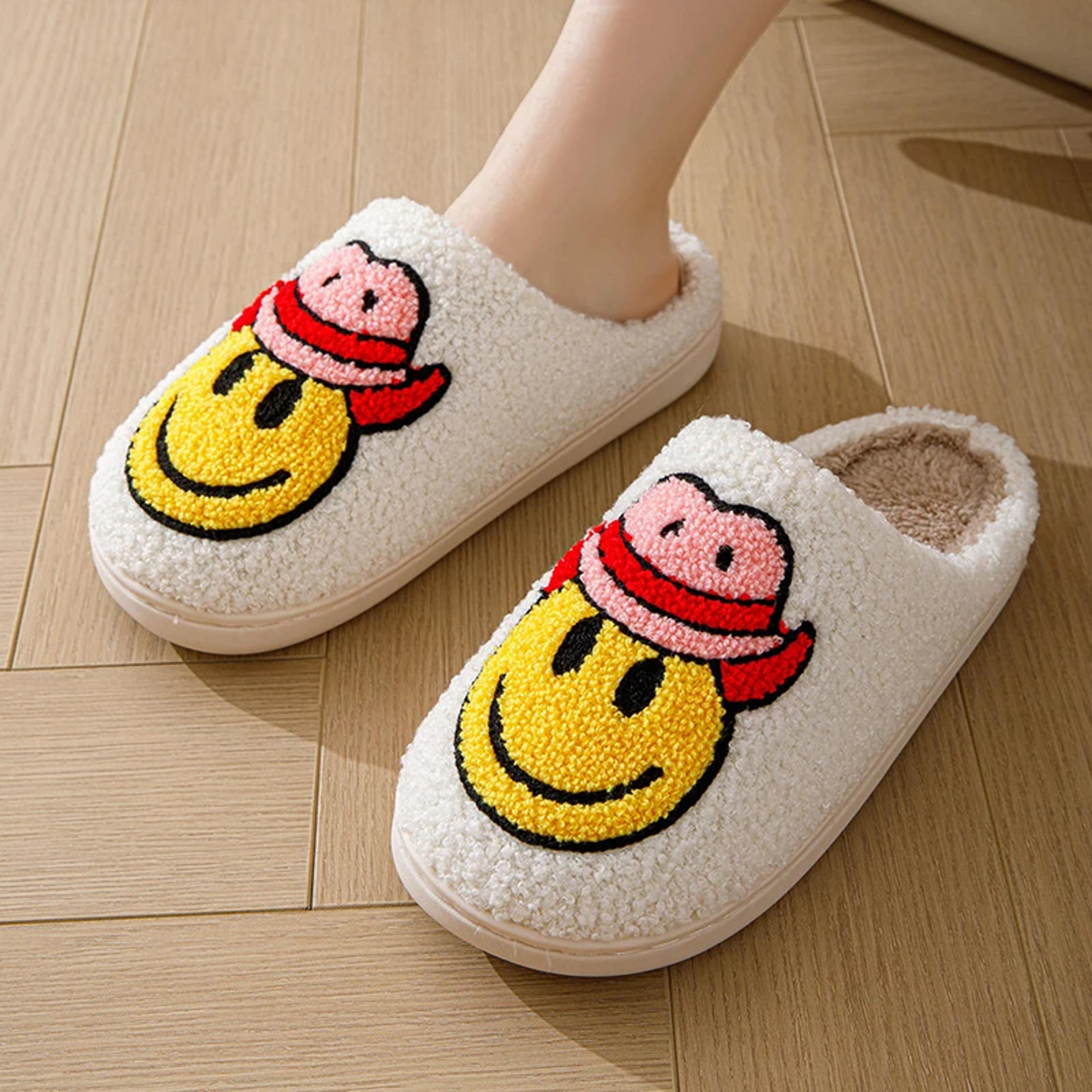 warm plush cartoon slippers for women, fluffy designer winter home fuzzy fur slides with cozy platform comfort