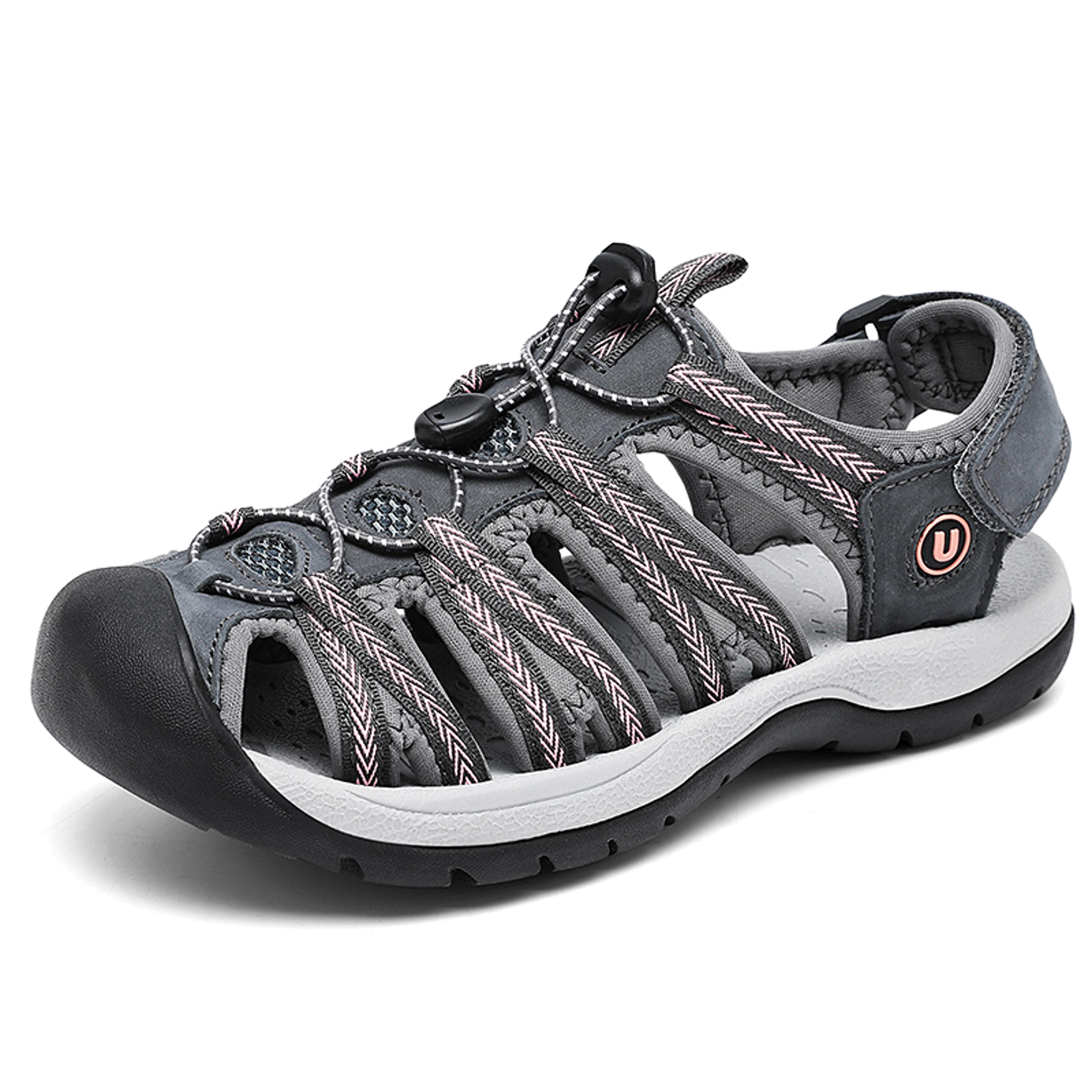 womens summer genuine leather wedge sandals, fashionable breathable casual shoes for beach, outdoor & everyday comfort