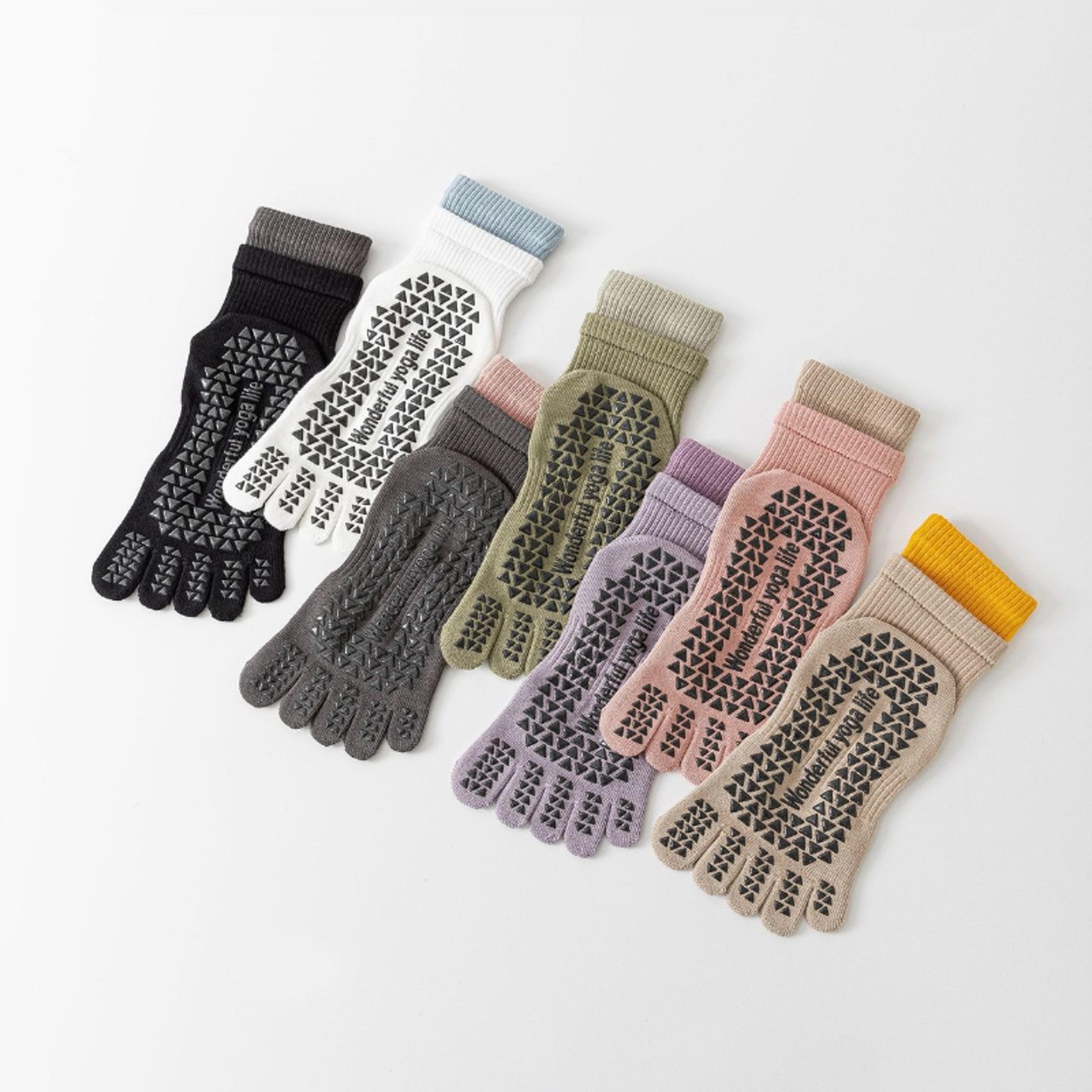 professional five toes yoga socks, womens breathable non-slip cotton pilates & workout socks