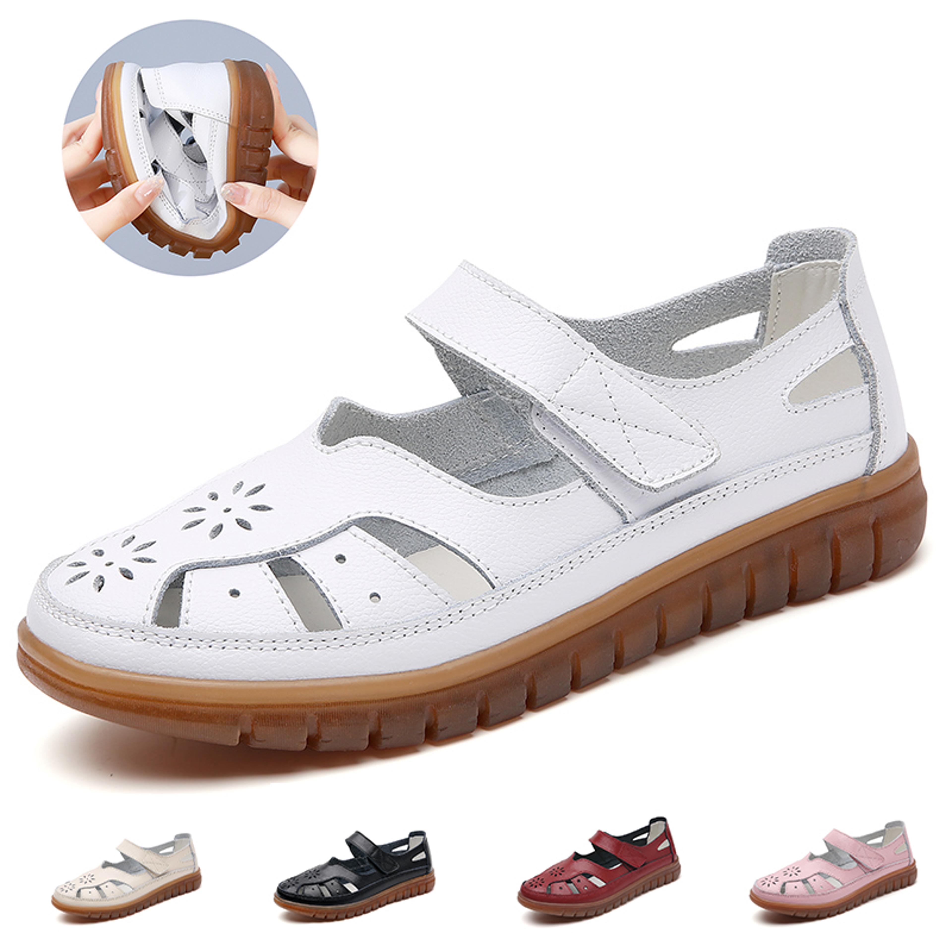 womens fashion sandals, breathable leather slippers & non-slip casual roman shoes for summer comfort