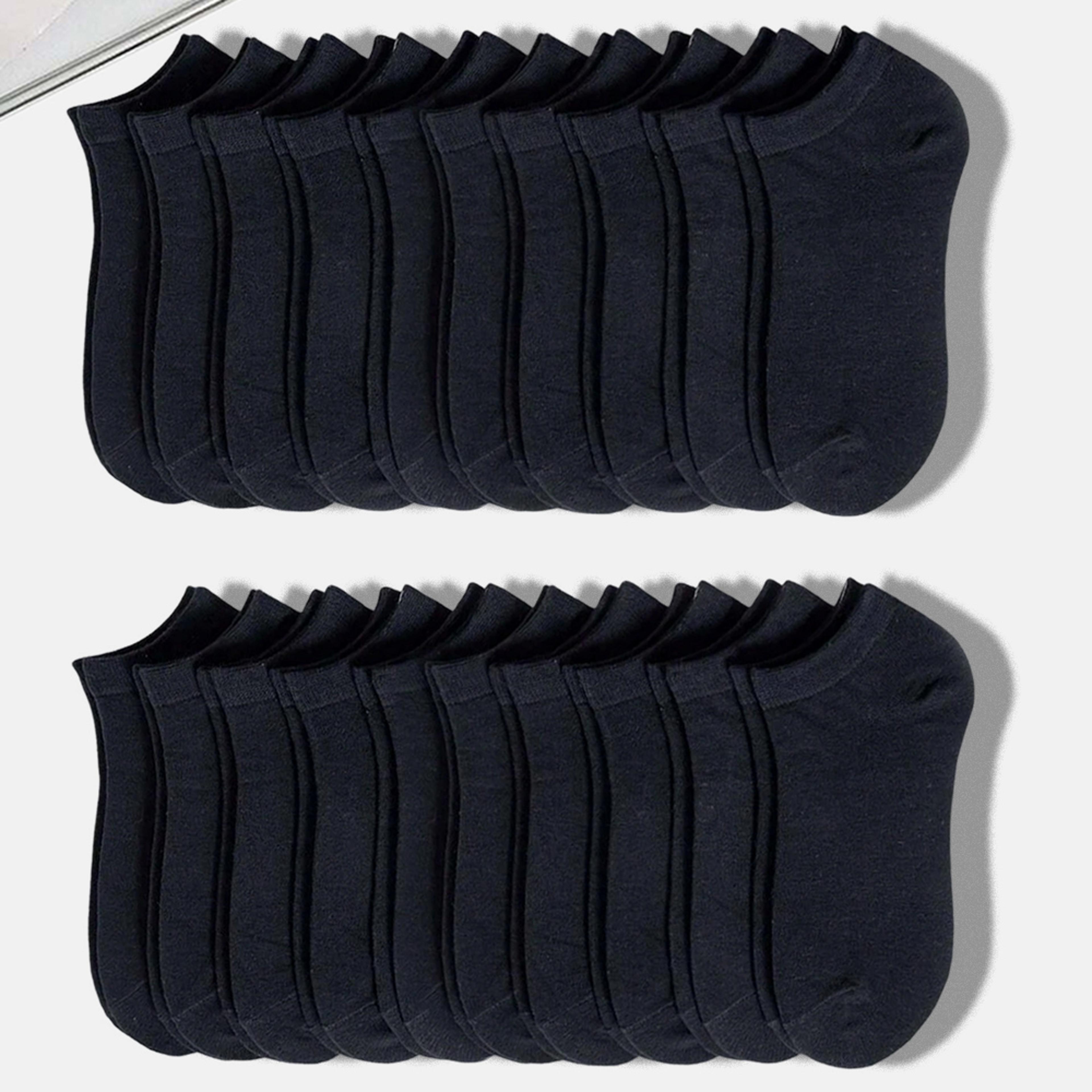 high-quality men solid black ankle socks, breathable, antibacterial, anti odor fashionable versatile casual socks