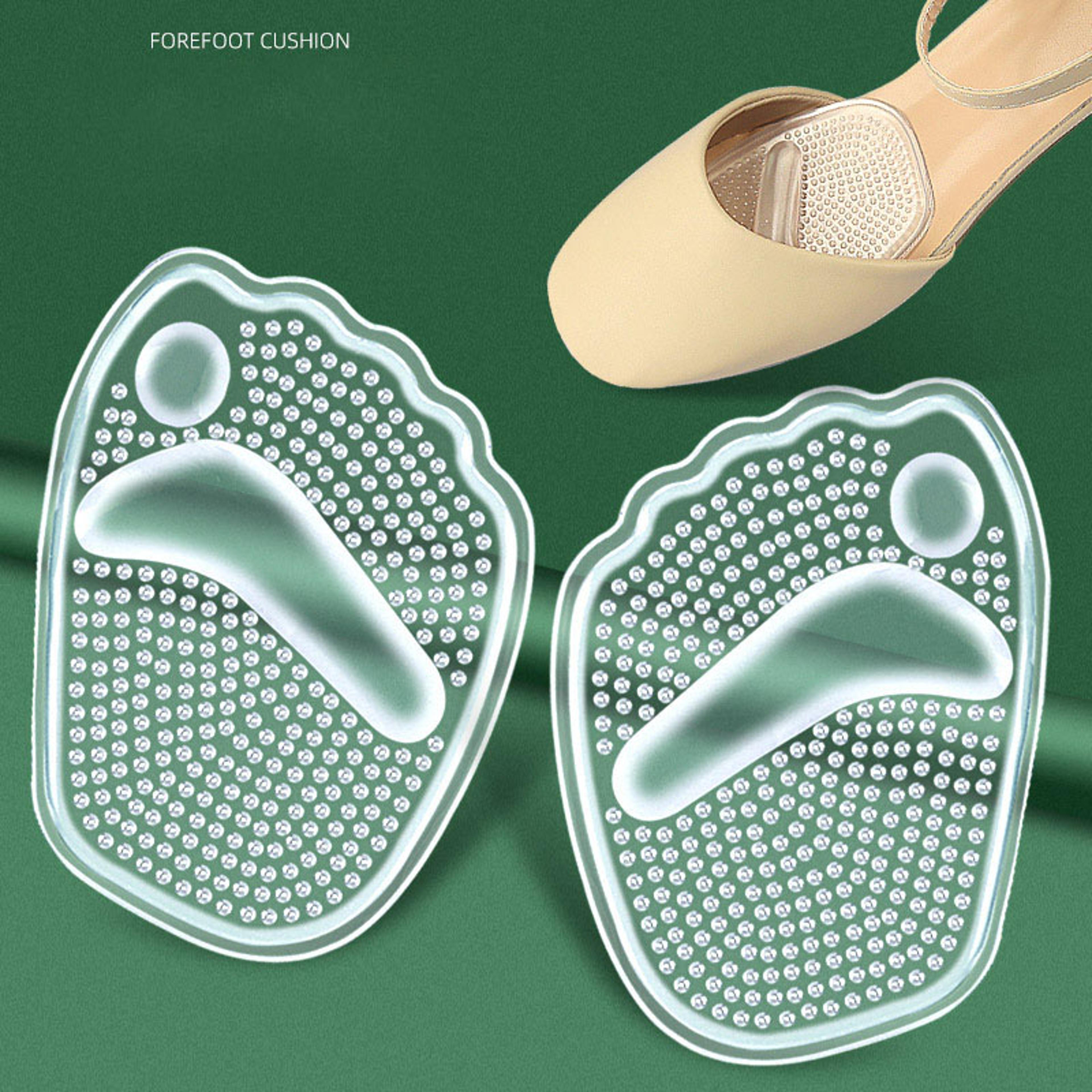 high heels gel half insoles for women, silicone forefoot pads, self-adhesive shoe cushions, anti-slip foot pain care
