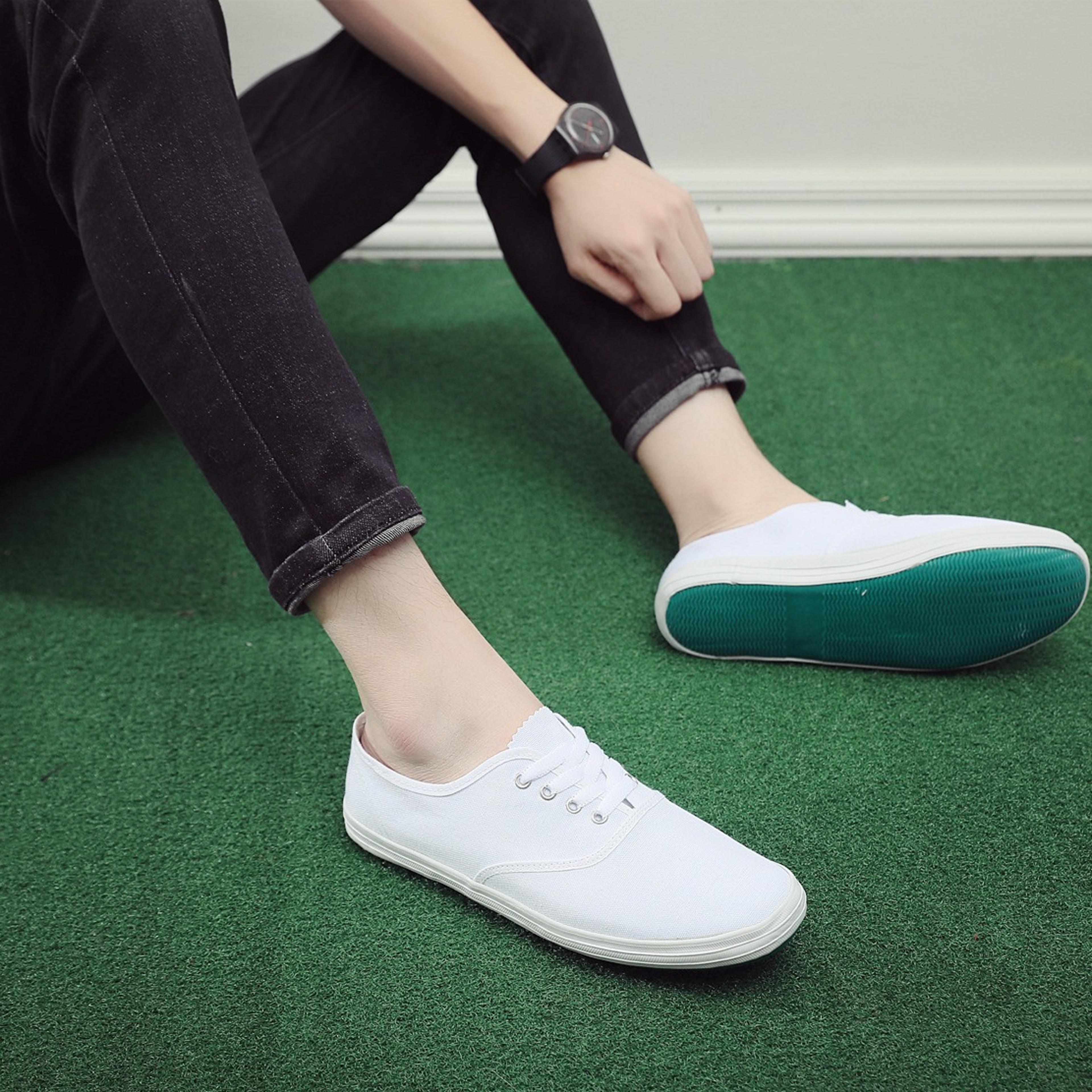 new casual lazy slip-on work shoes, unisex canvas white designer labor insurance shoes