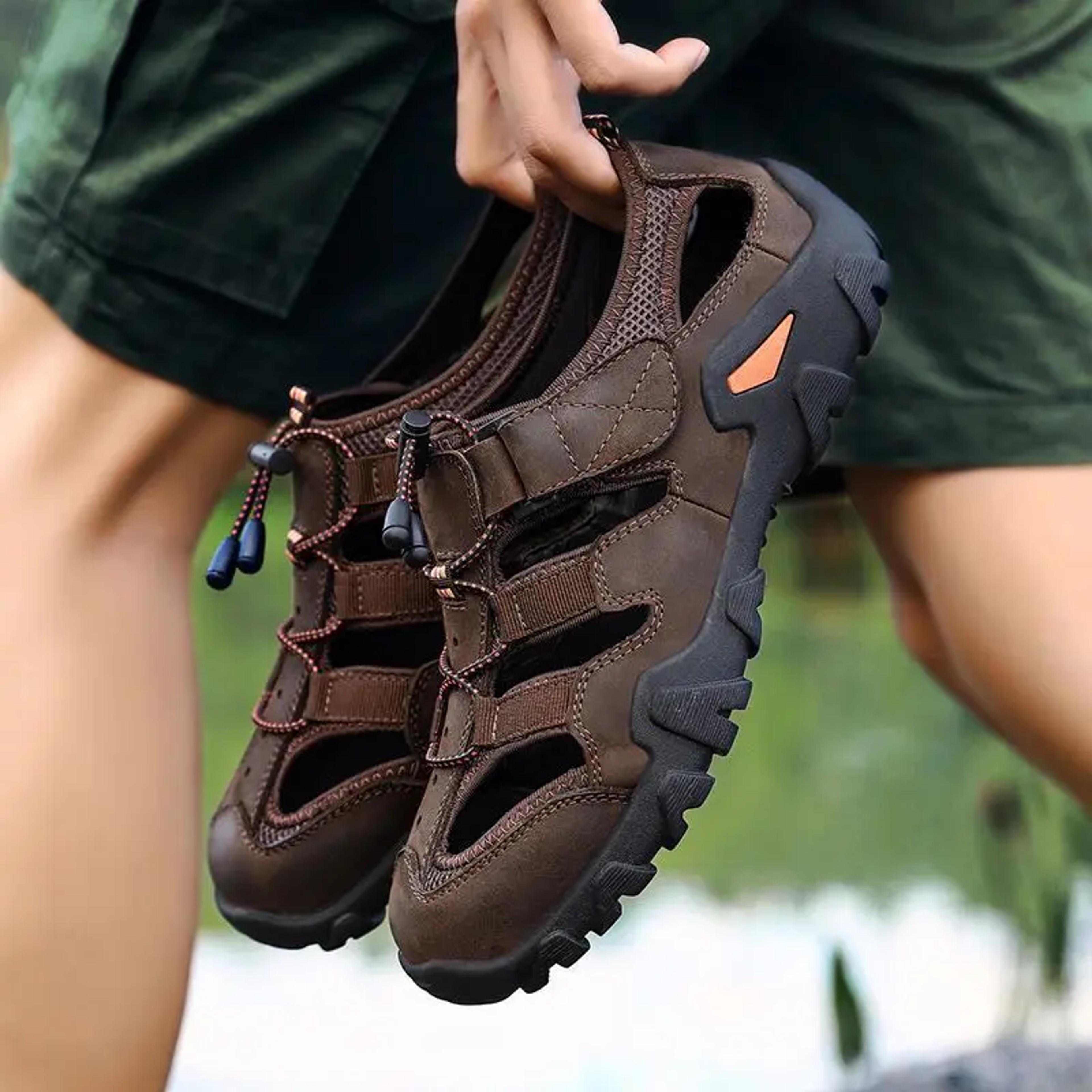 fashion outdoor sandals, mens soft loafers, comfortable beach shoes, breathable casual shoes
