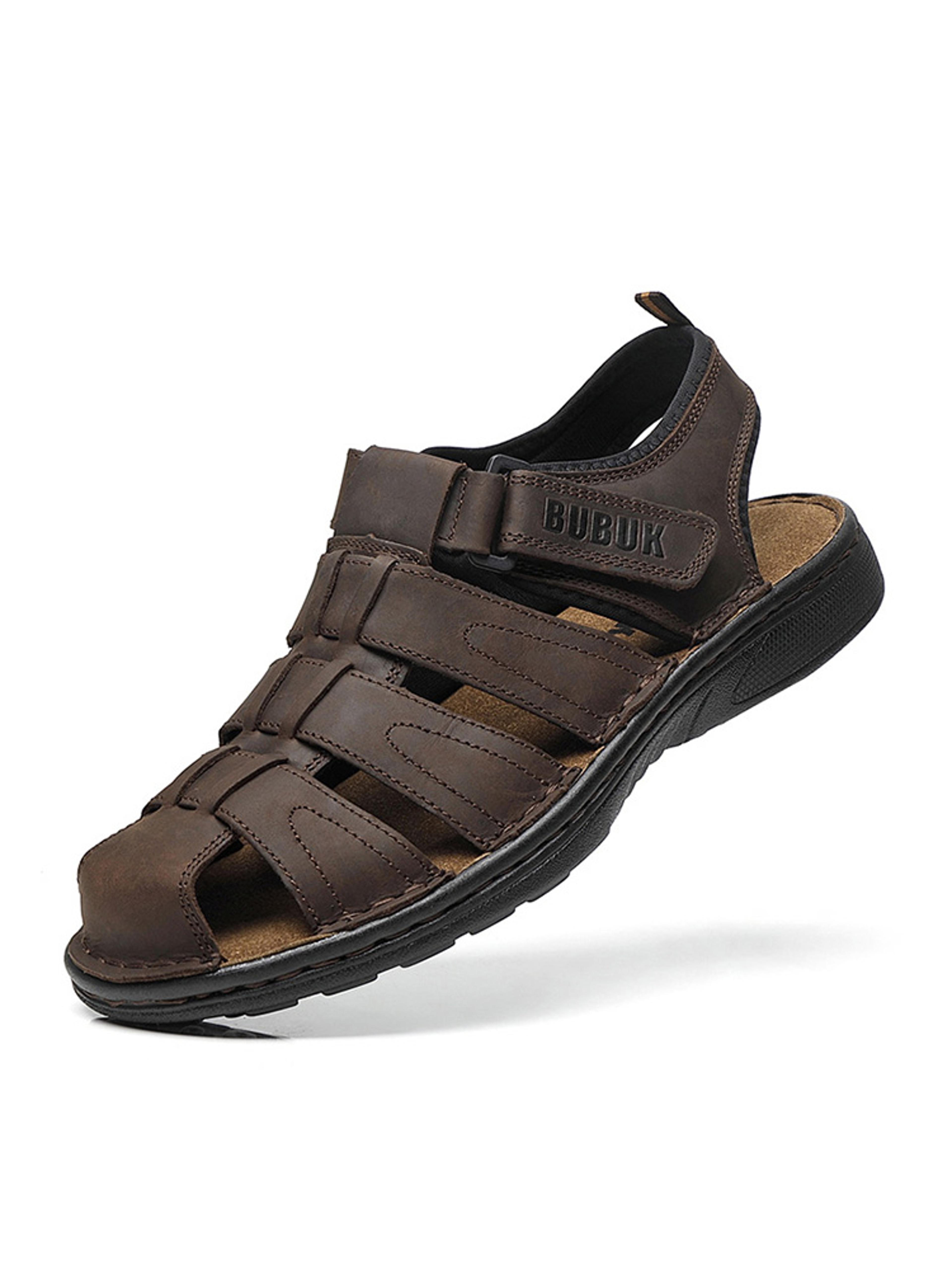 outdoor fashion beach shoes, light and comfortable, first-layer cowhide mens sports sandals, open-toe non-slip sandals