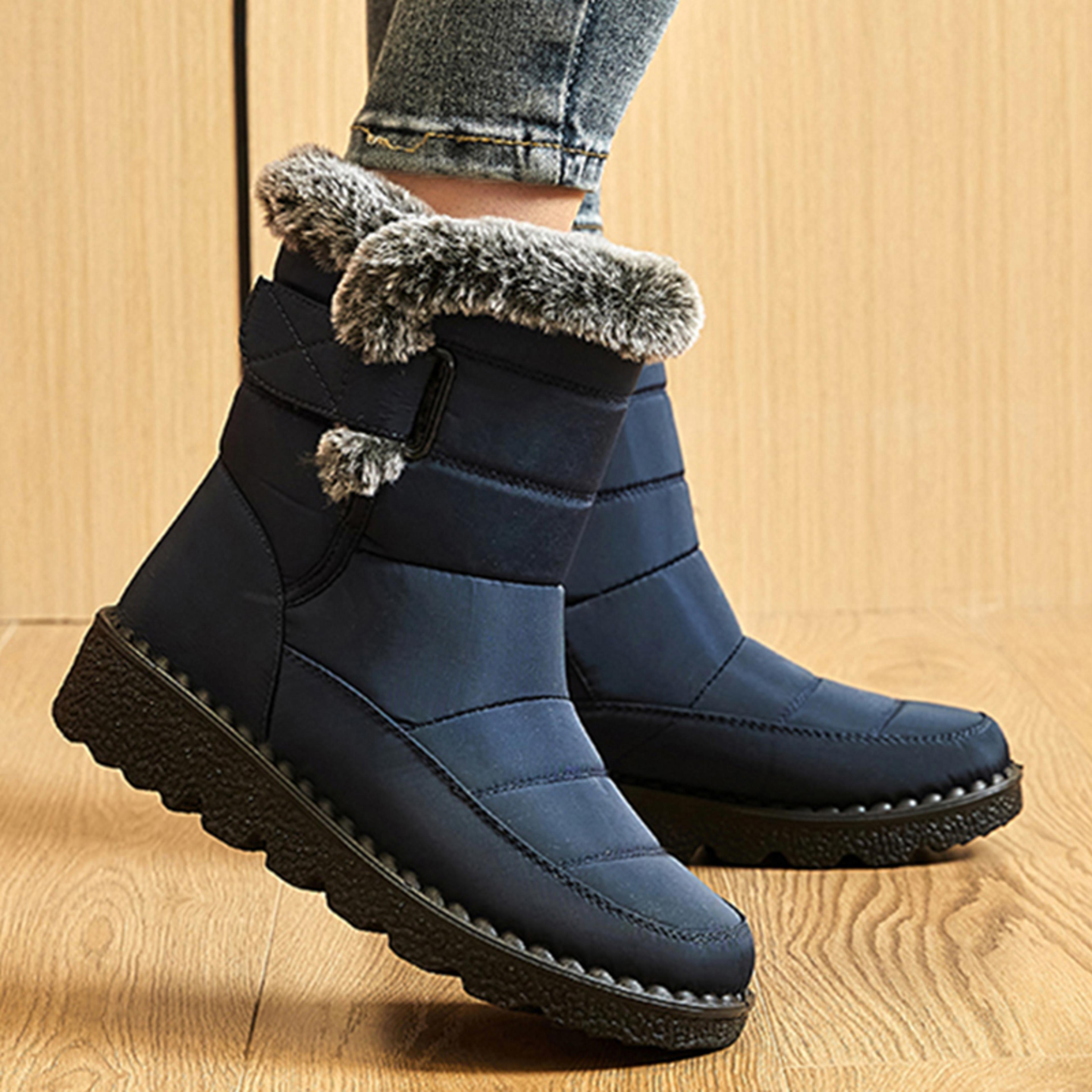 womens snow boots, soft ankle platform shoes, waterproof winter boots, solid women shoes