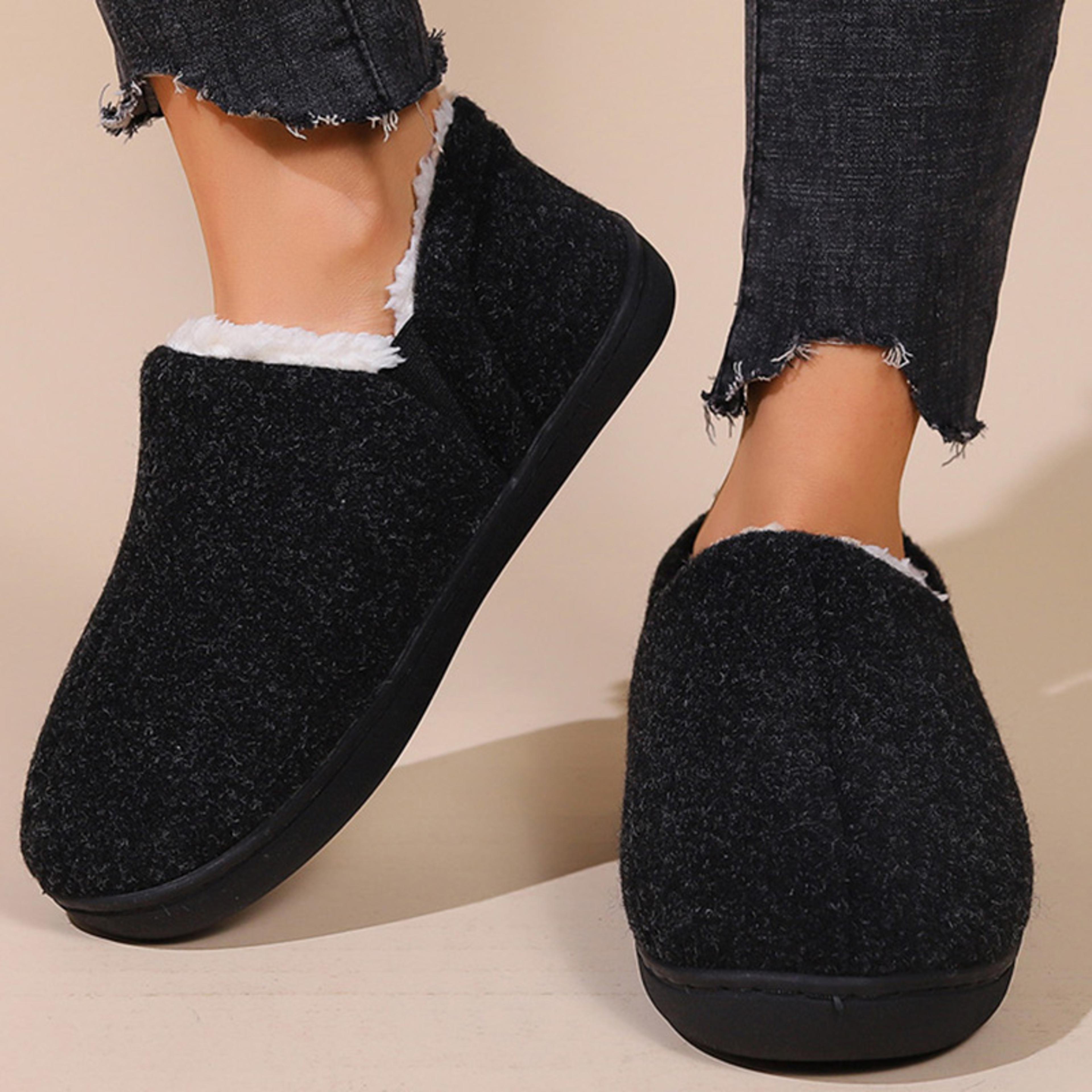 winter warm slippers for women, fluffy faux fur house shoes, soft cozy couple slippers, indoor home comfort footwear