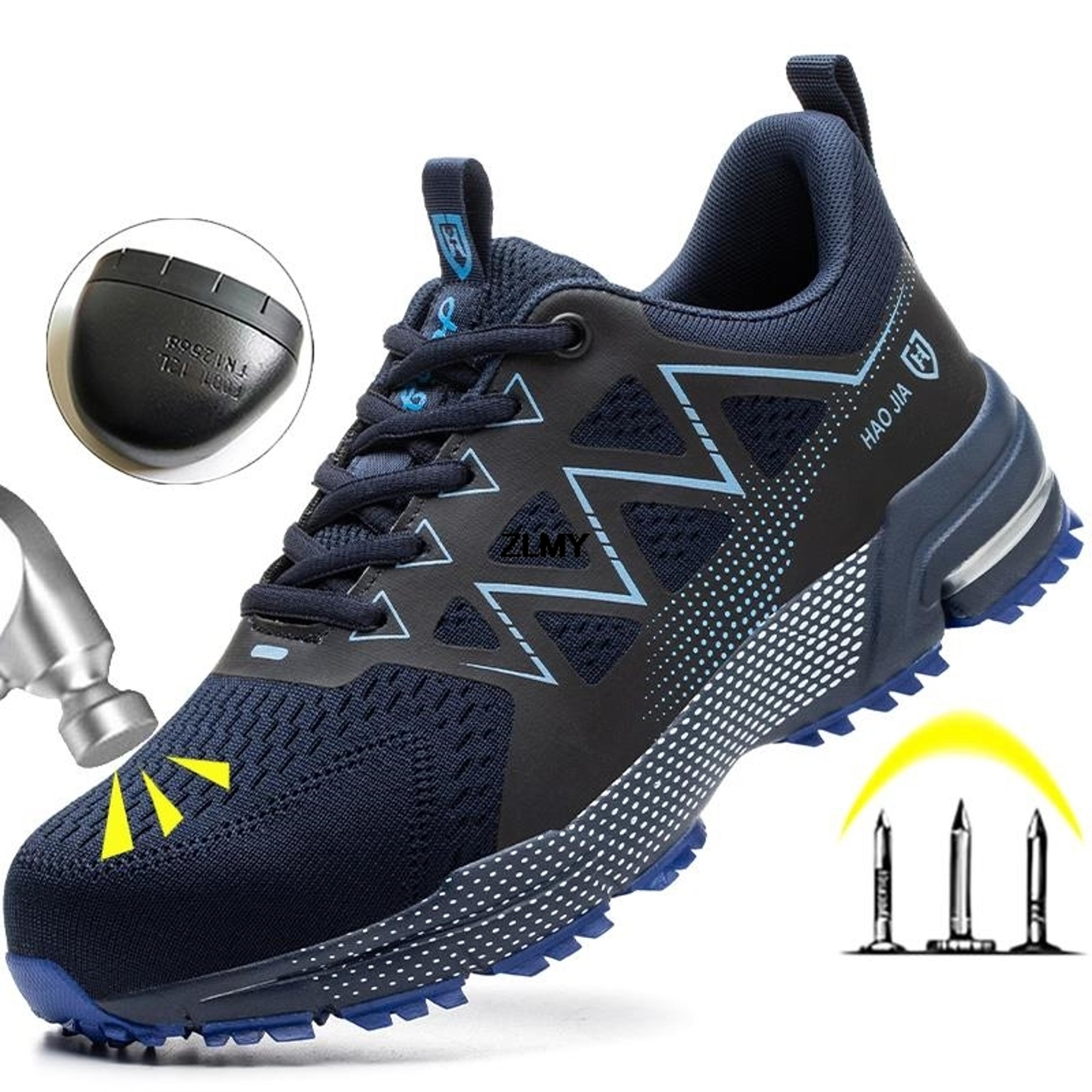 puncture proof steel toe sneakers for men anti-smash safety boots work shoes breathable construction footwear