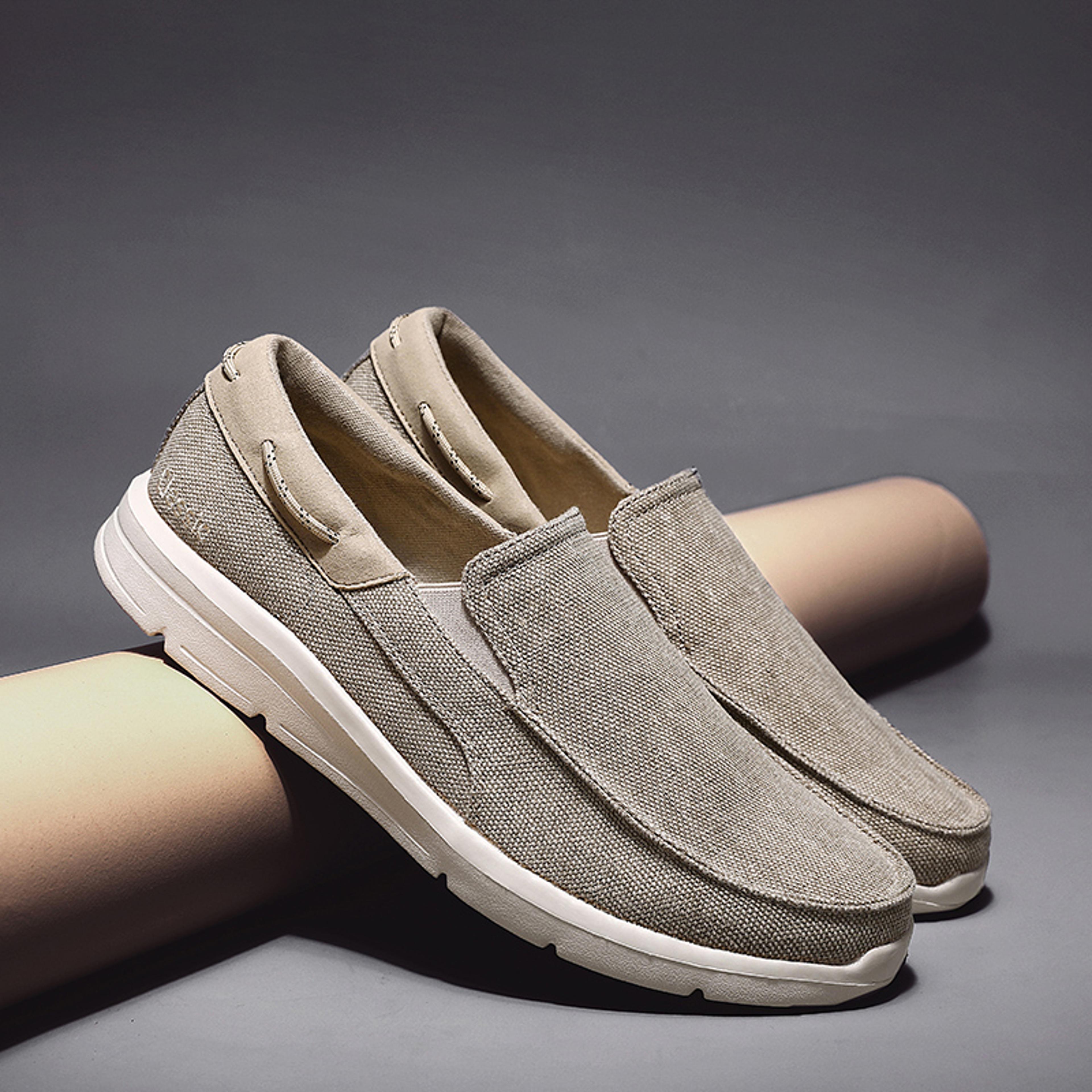 fashion casual men shoes lightweight breathable canvas slip on loafers driving sneakers summer shoes