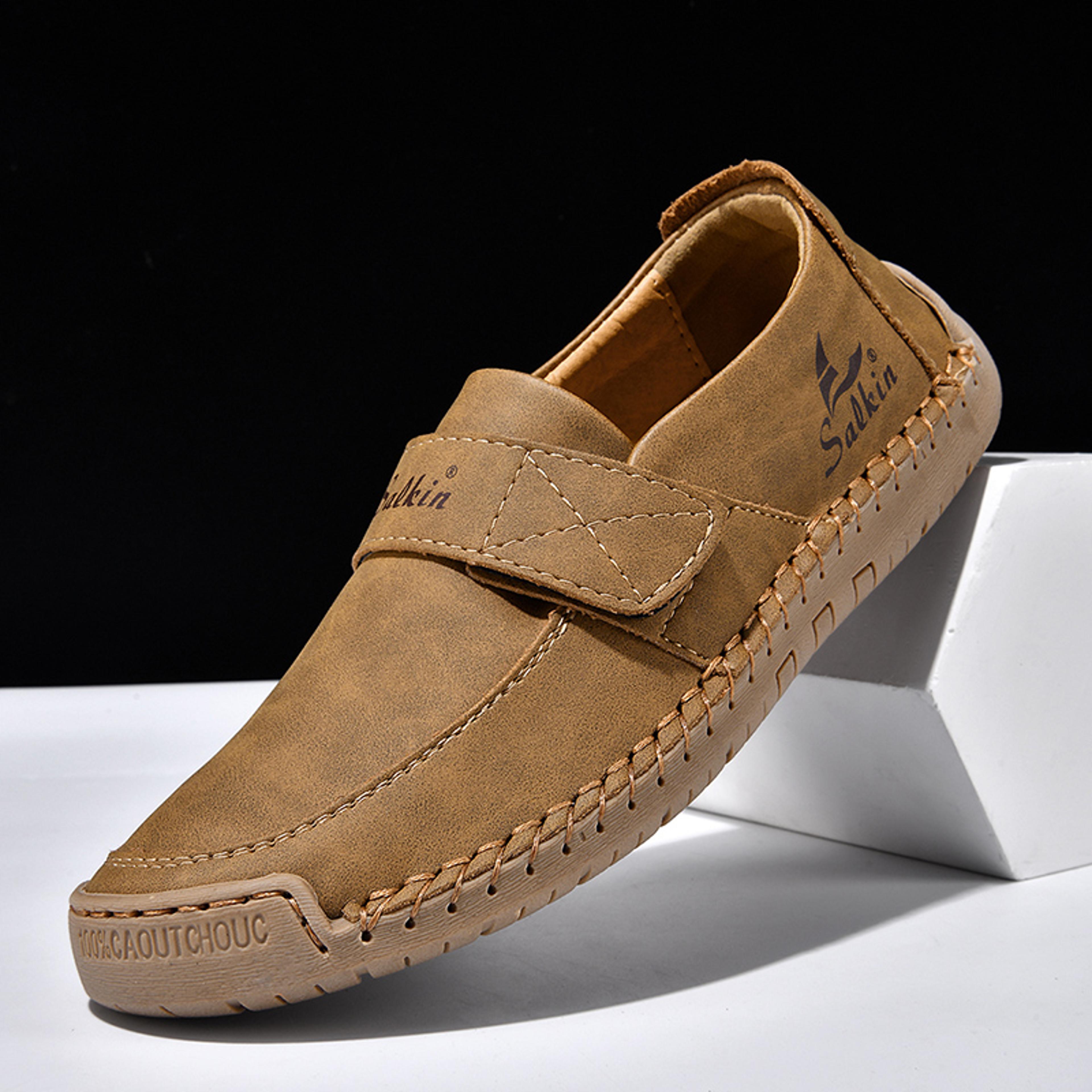 lightweight men's slip on loafers soft leather non slip casual driving shoes fashion sneakers