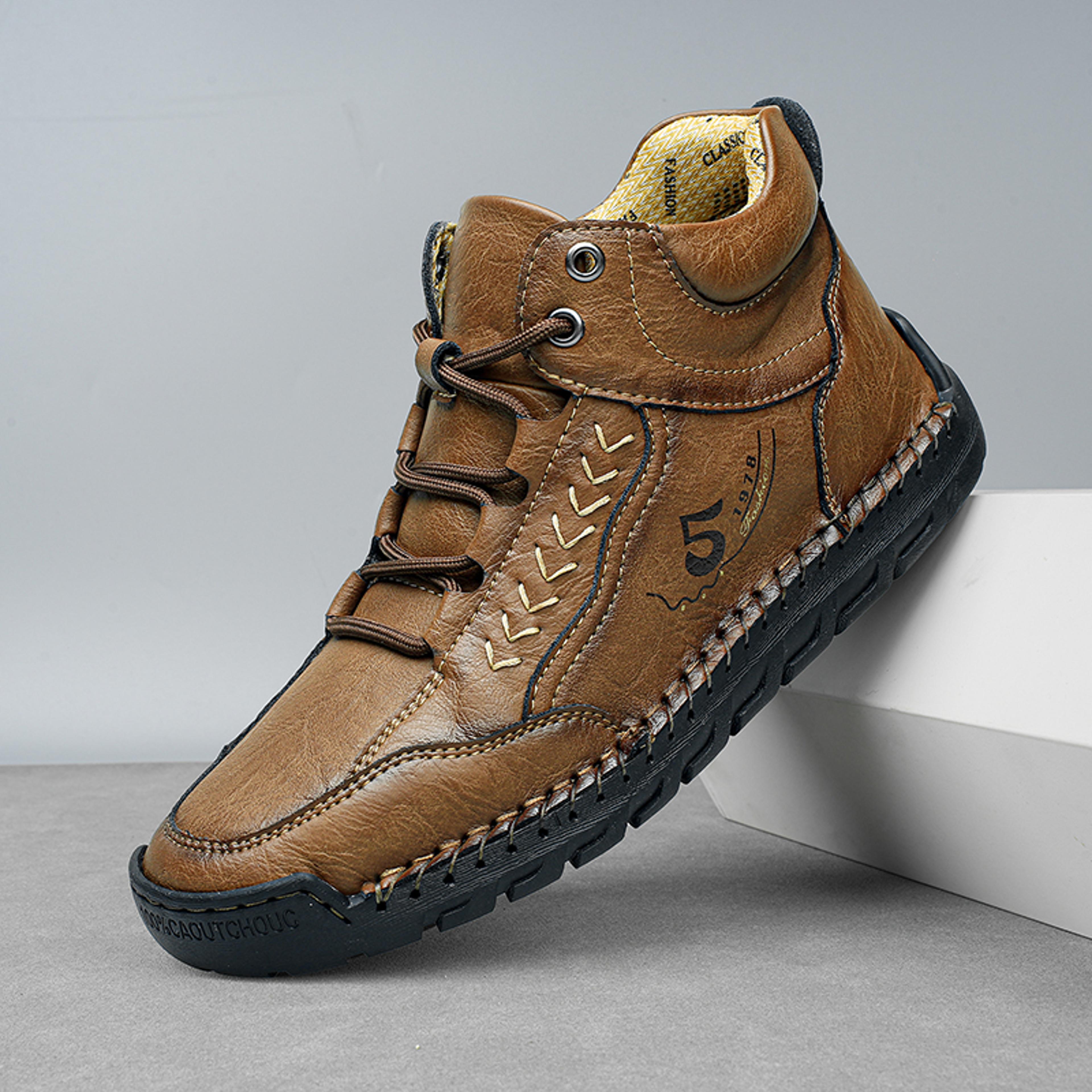 breathable casual leather shoes men handmade autumn outdoor design sneakers ankle boots for men