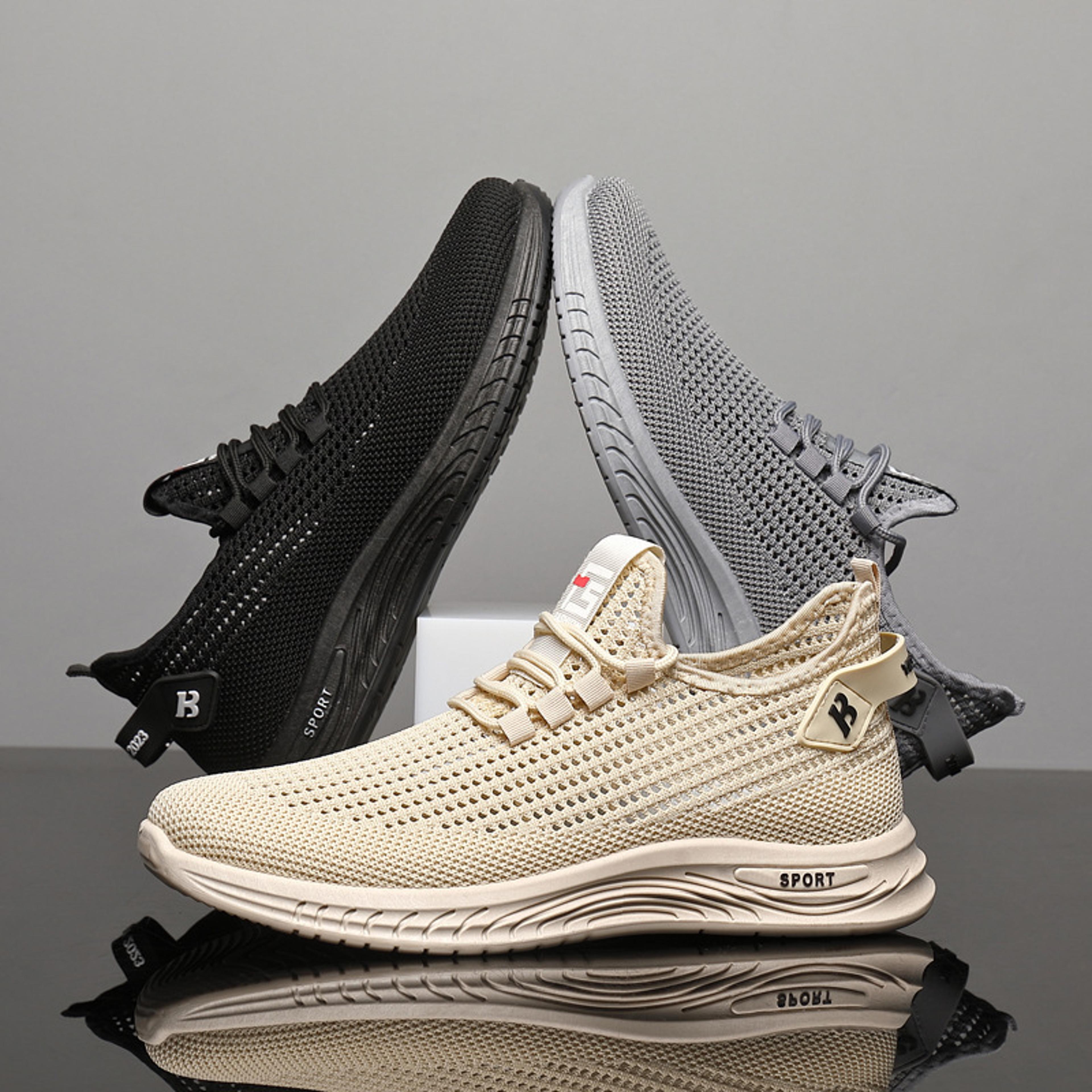 classic casual men's sneakers lightweight mesh running shoes without laces for summer