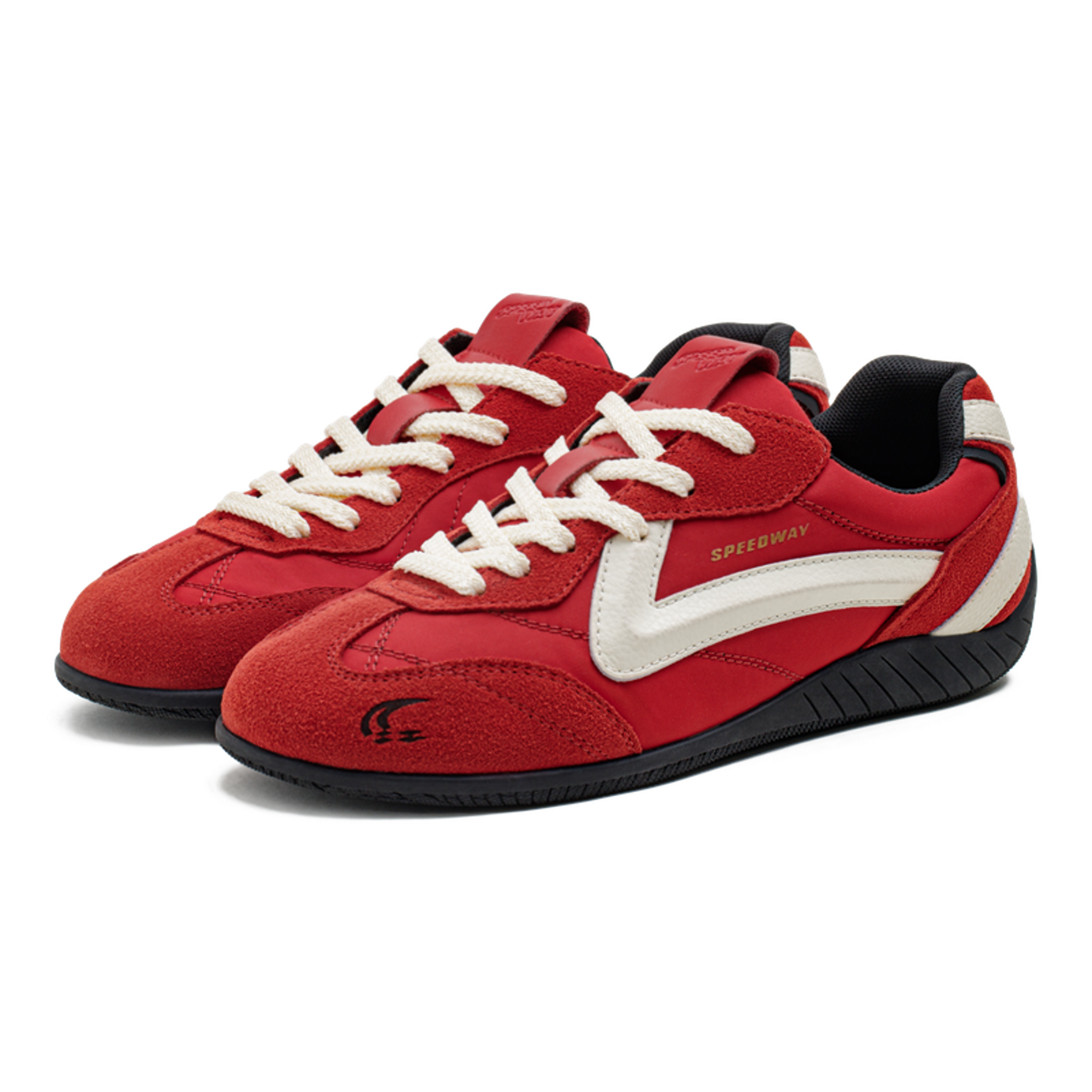 maden vintage patchwork red racing sneakers lace-up sporty unisex breathable summer thin sole casual trainers shoes