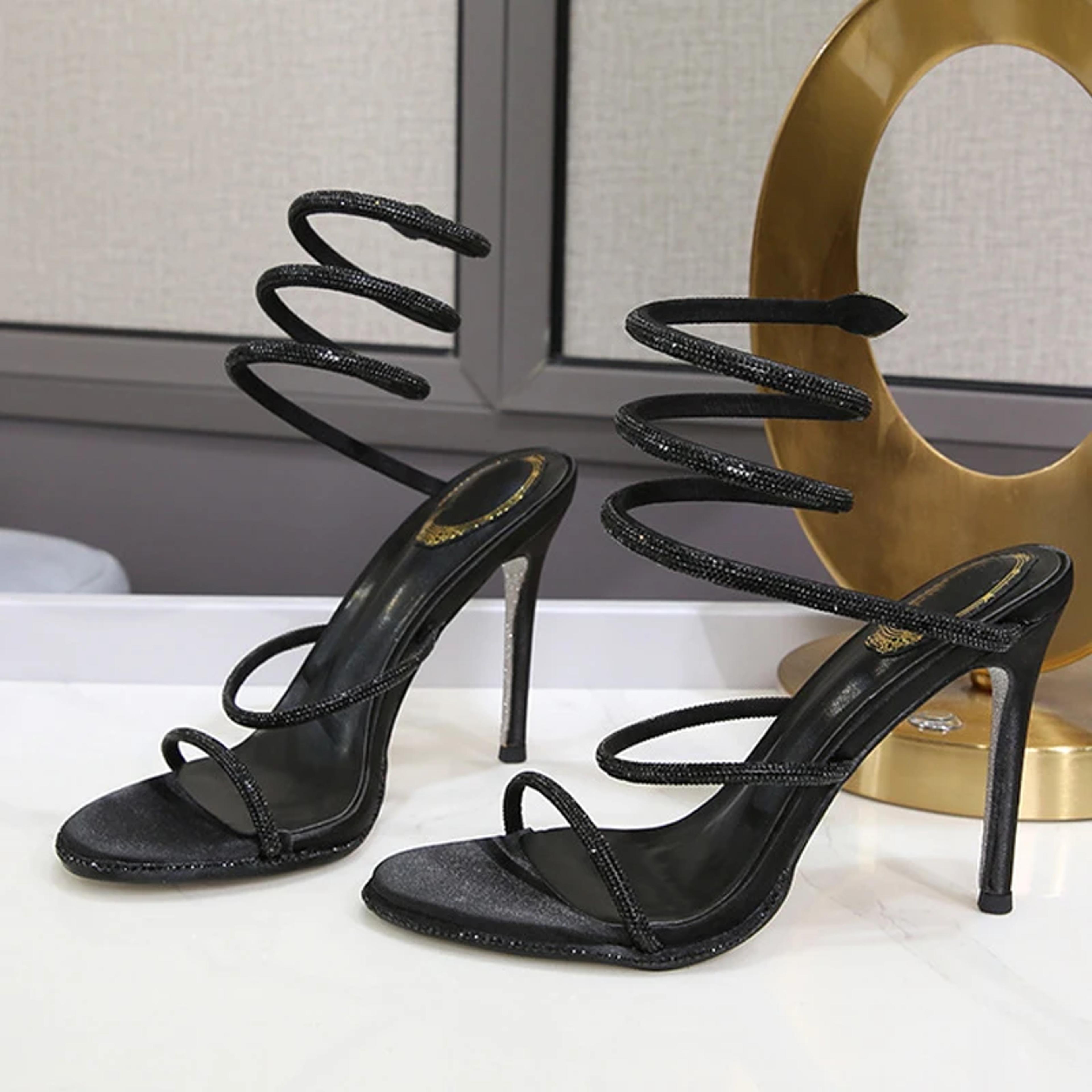 sexy open toe ankle strap sandals crystal diamond thin high heels women shoes for banquet nightclub parties
