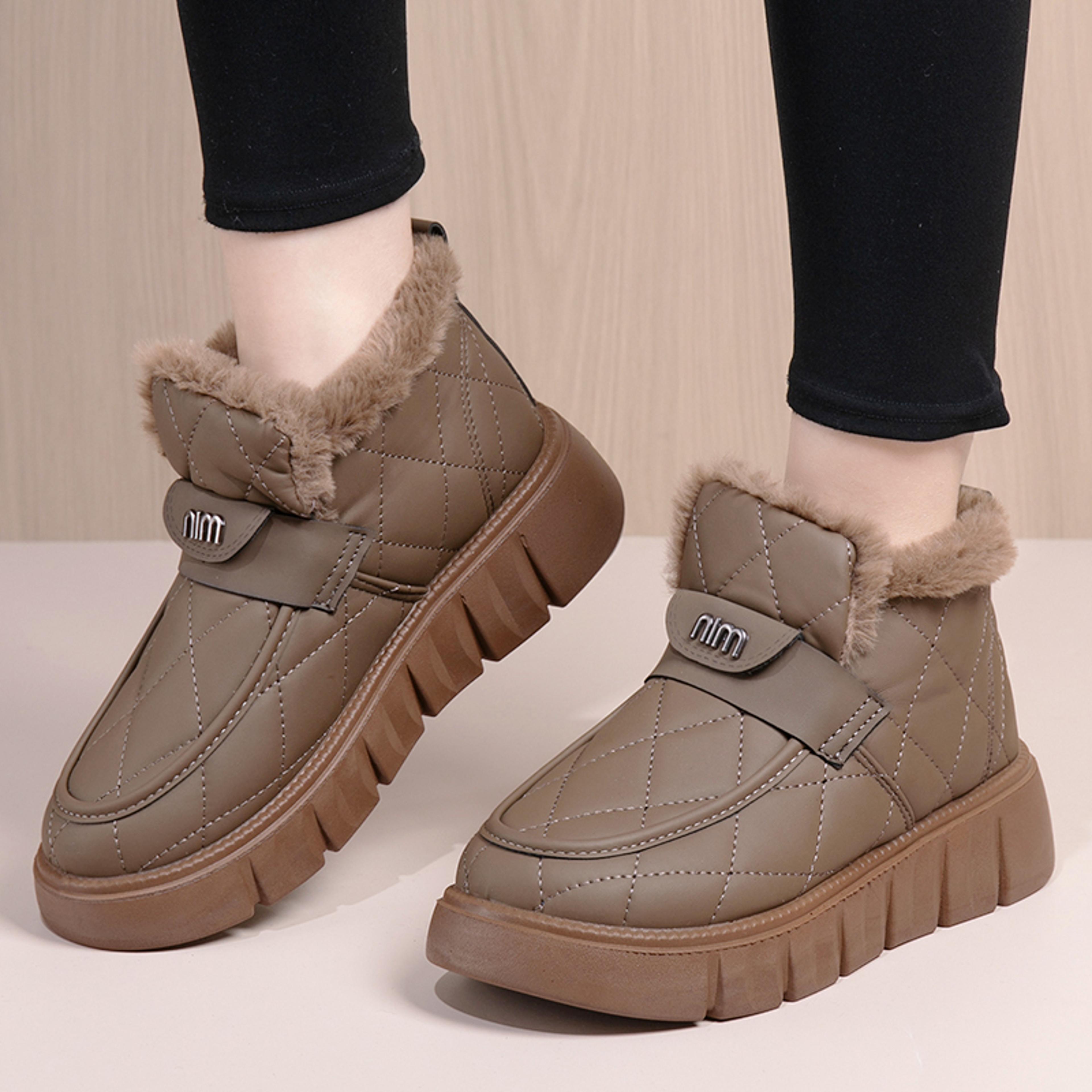waterproof short snow boots winter new model fleece anti slip warm women's boots