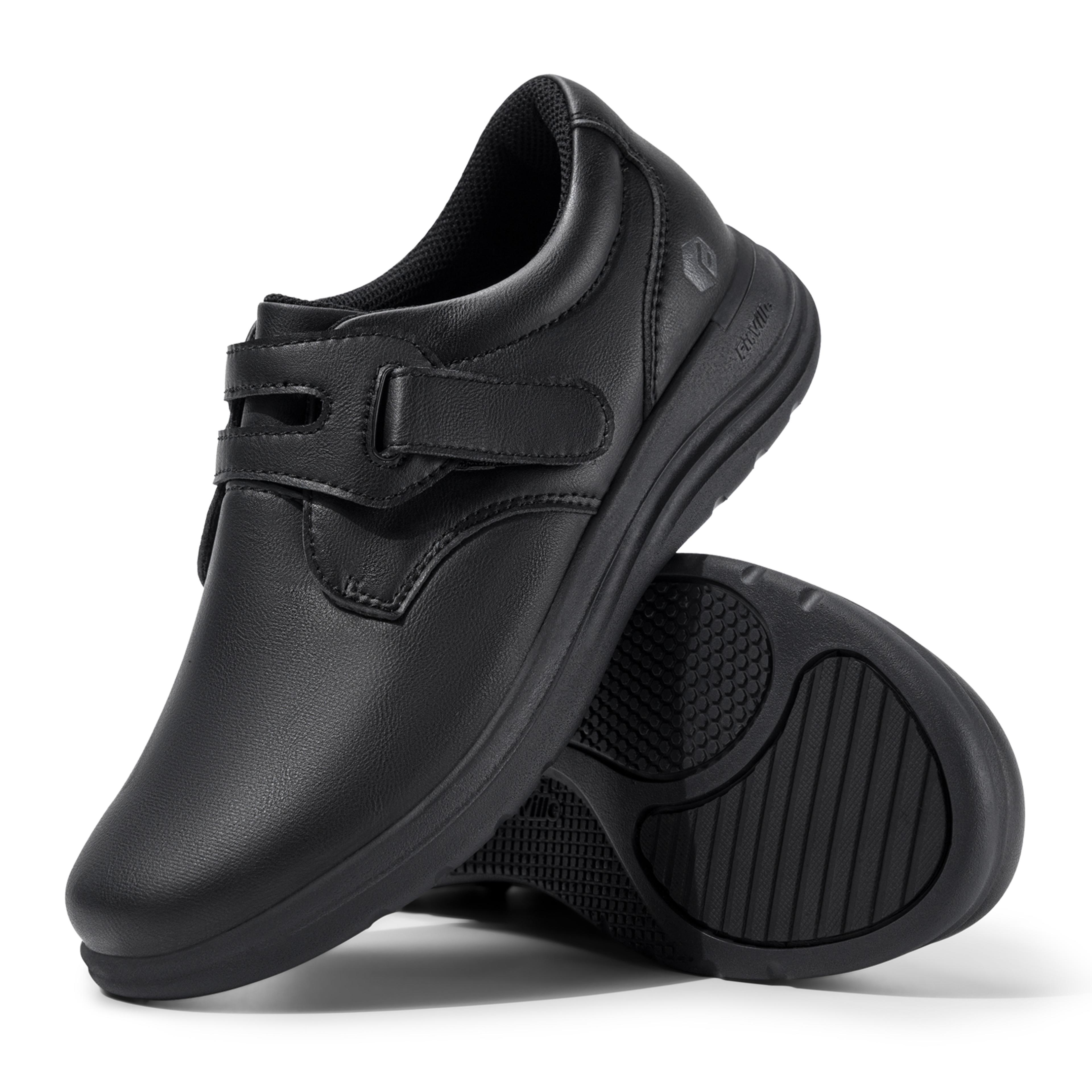 extra wide women's leather shoes slip-on walking shoes for diabetic feet with arch support and comfort