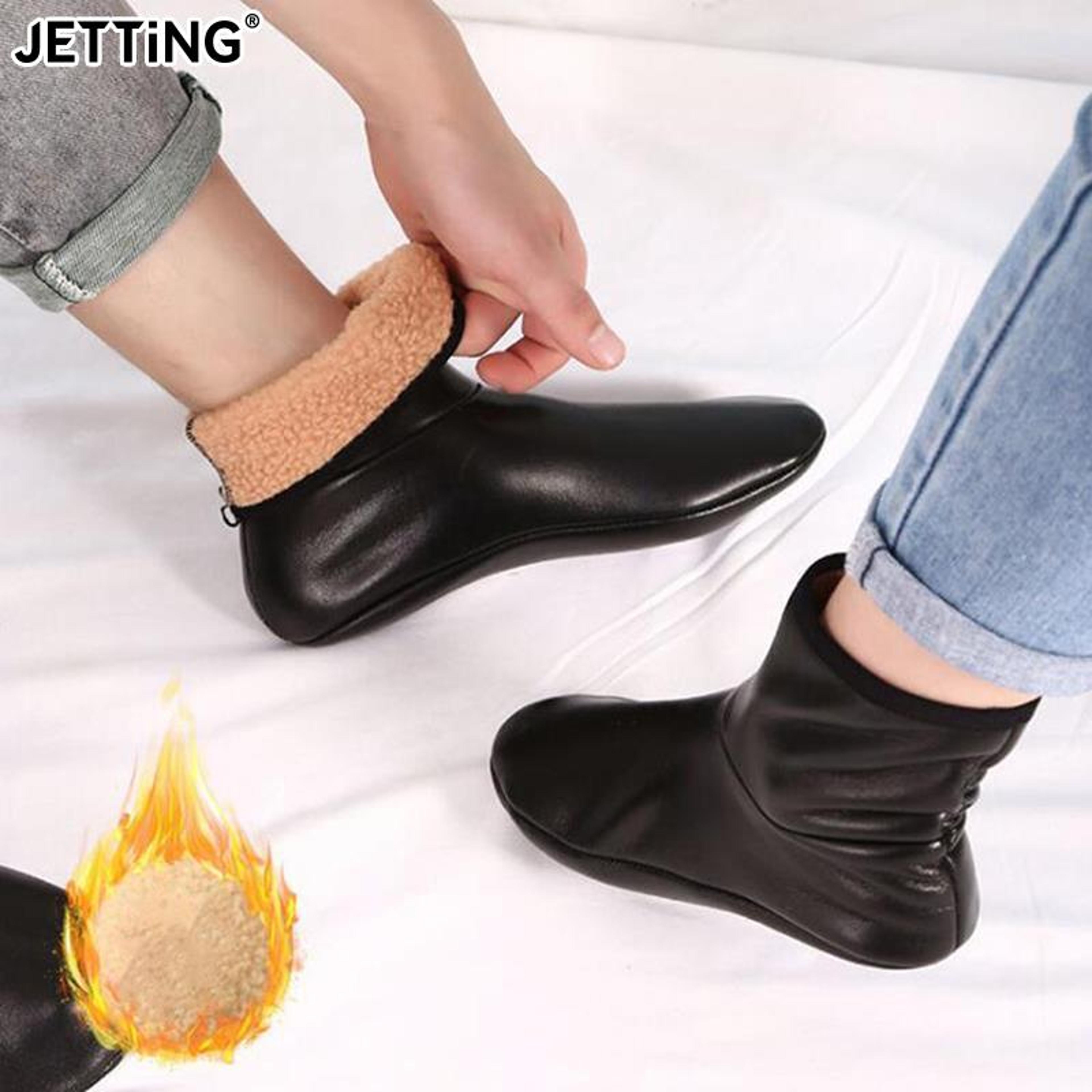soft non-slip socks unisex winter warm leather thermal boot slipper indoor house for men women