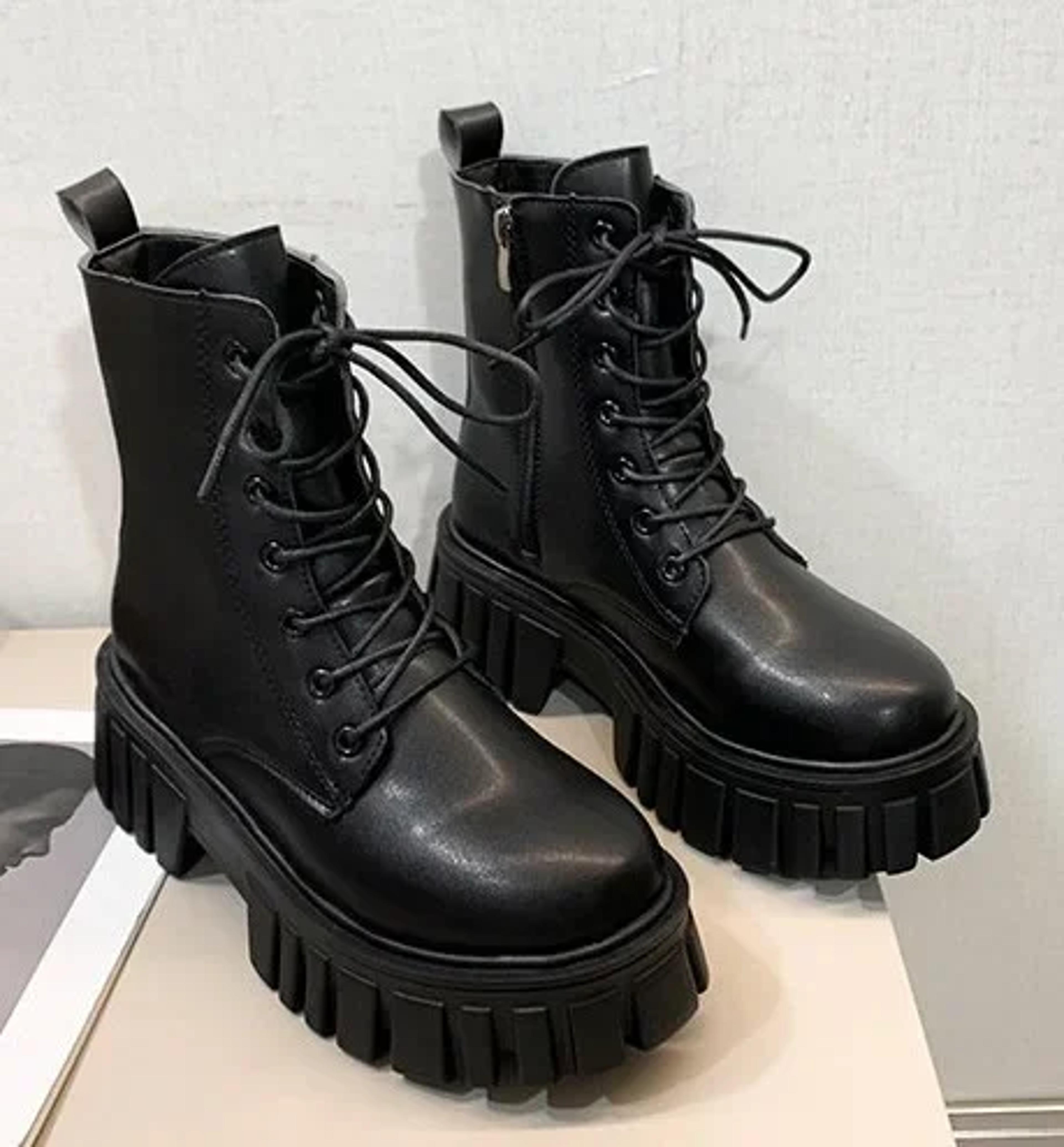 new winter boots female casual ankle boots thick heeled mid-calf boots british style with thick bottom for women