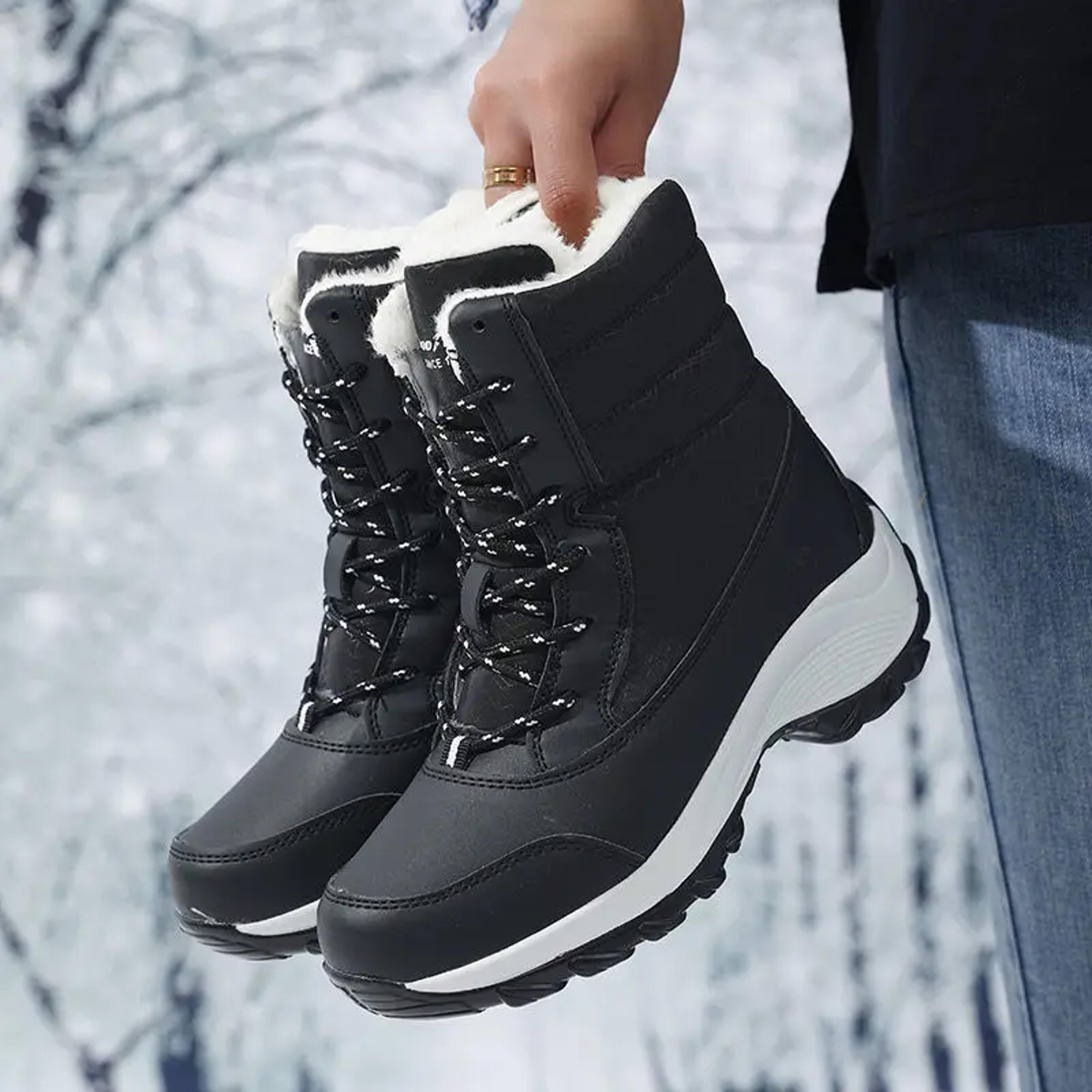 women snow boots waterproof fur wedges platform ankle boots non-slip winter thigh high warm shoes for women