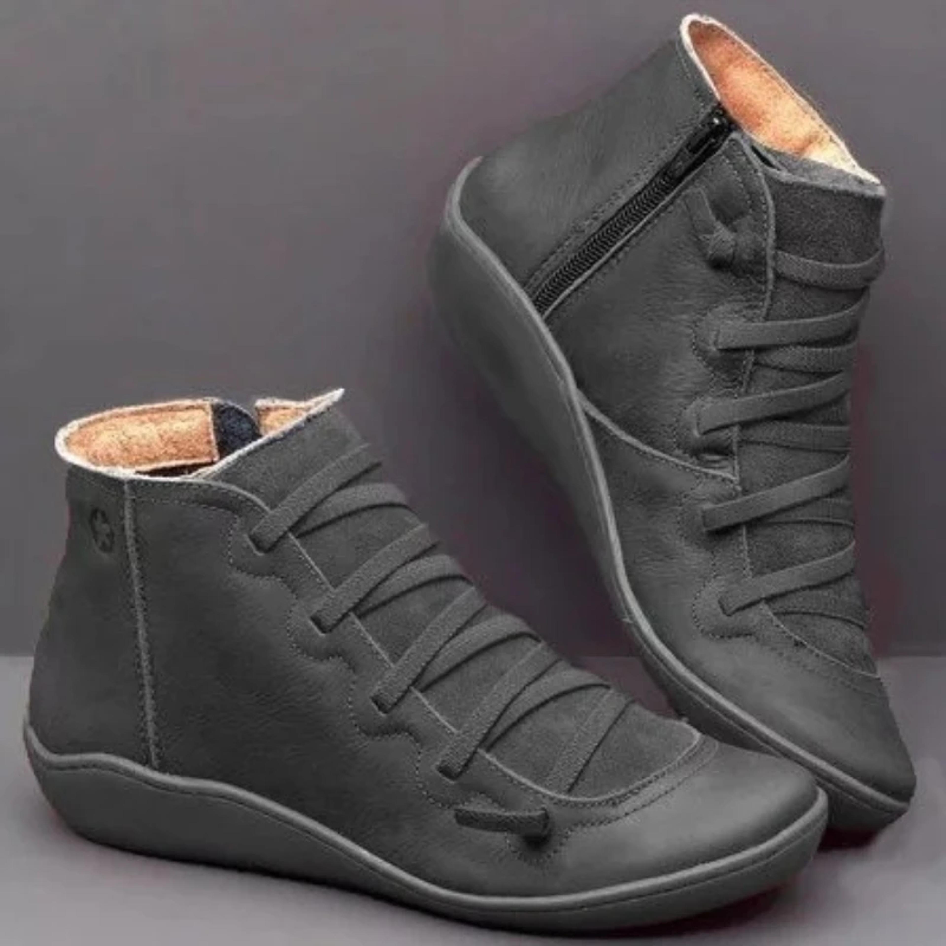vintage snow boots women lace up short mujer botas non-slip shoes