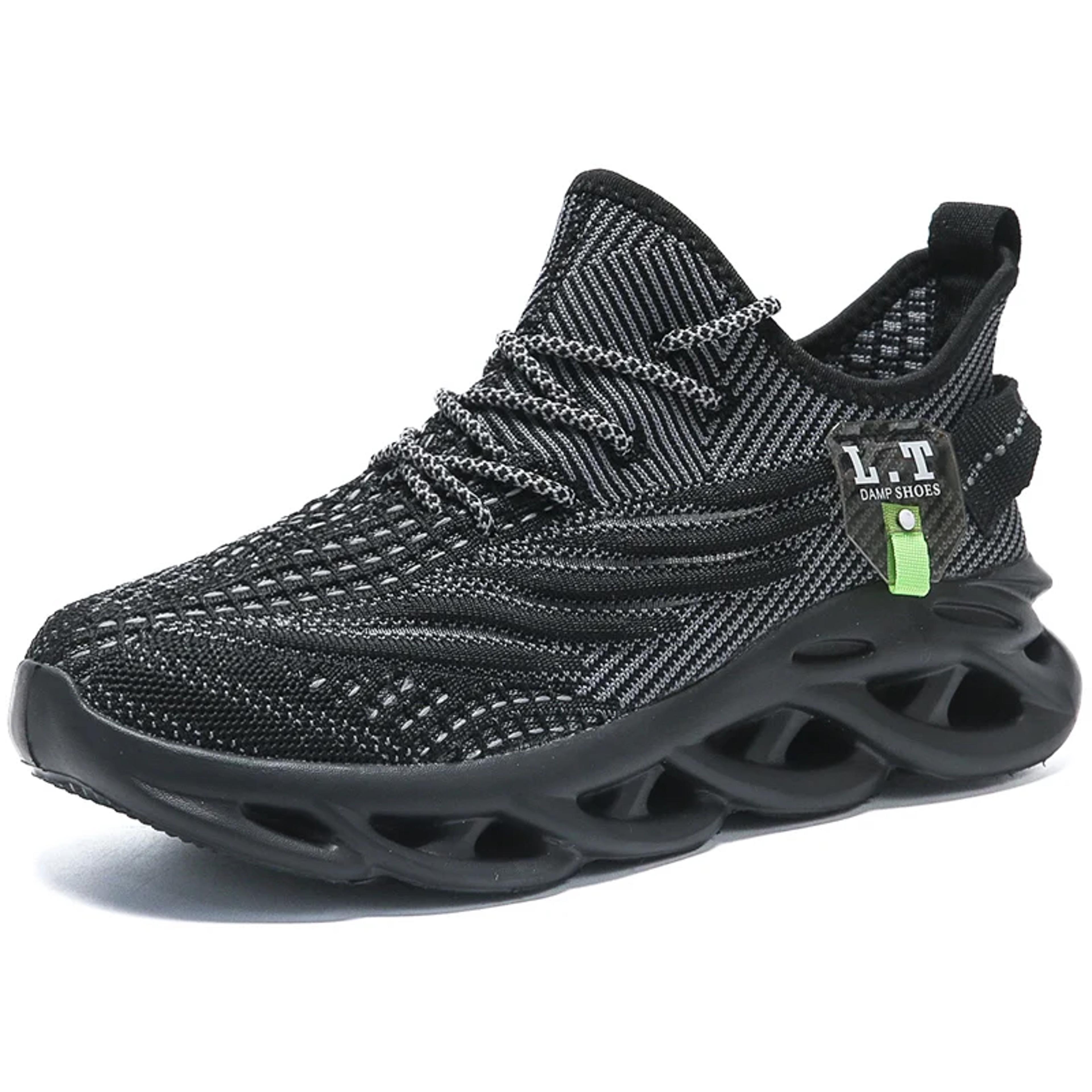 breathable mesh men sports running jogging shoes casual sneakers black outdoor light shock-absorption