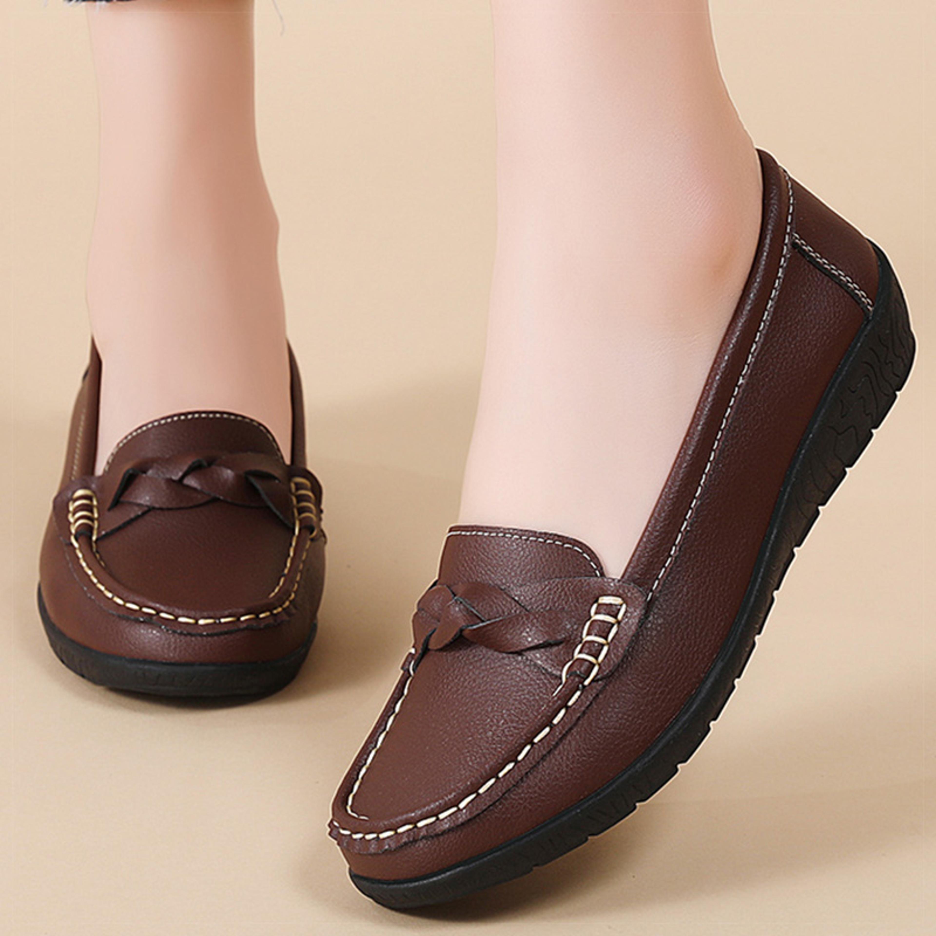 women loafer soft leather flats slip on casual shoes footwear