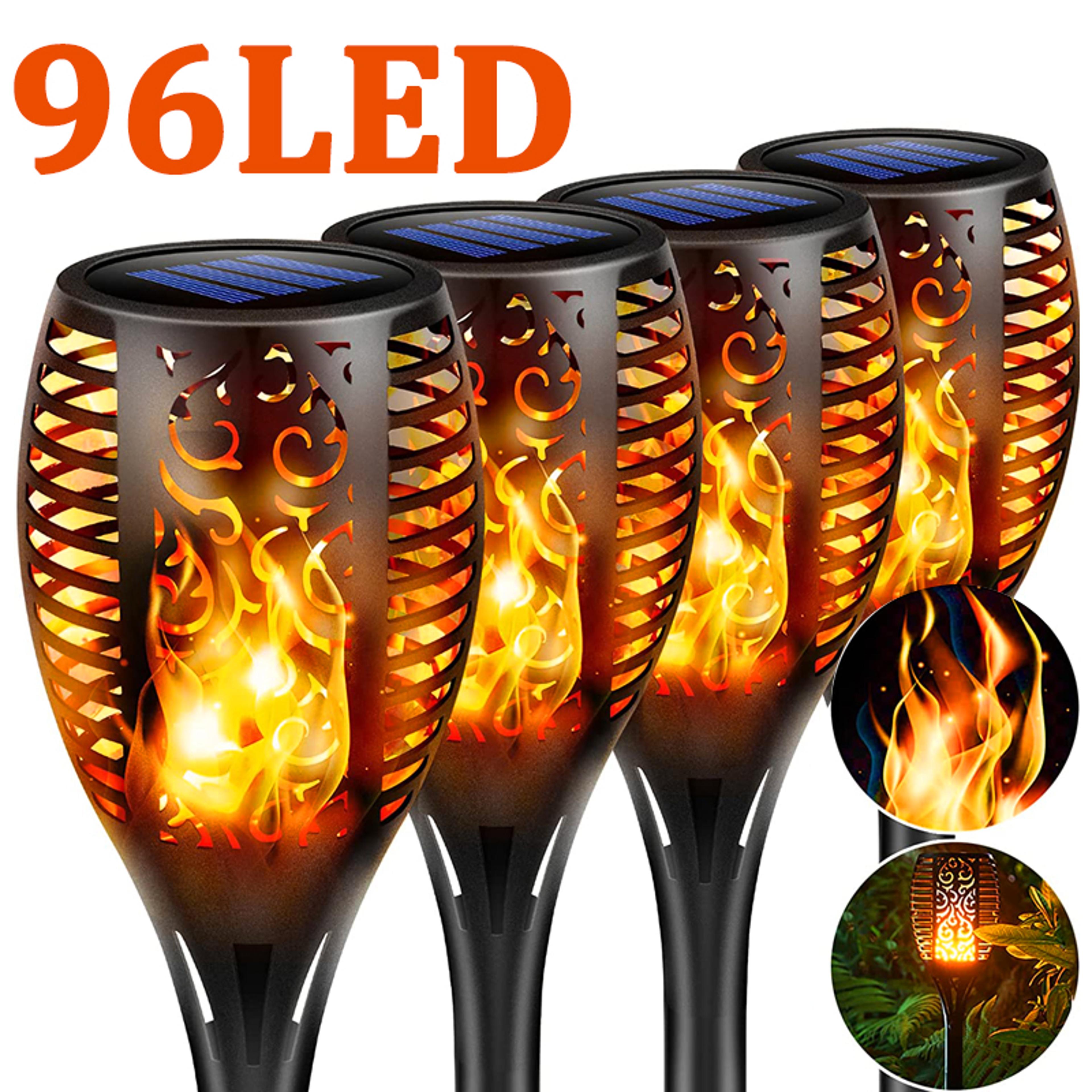 led outdoor solar torch lights, waterproof garden patio lights, flickering dancing flame lamp for yard and pathway decor