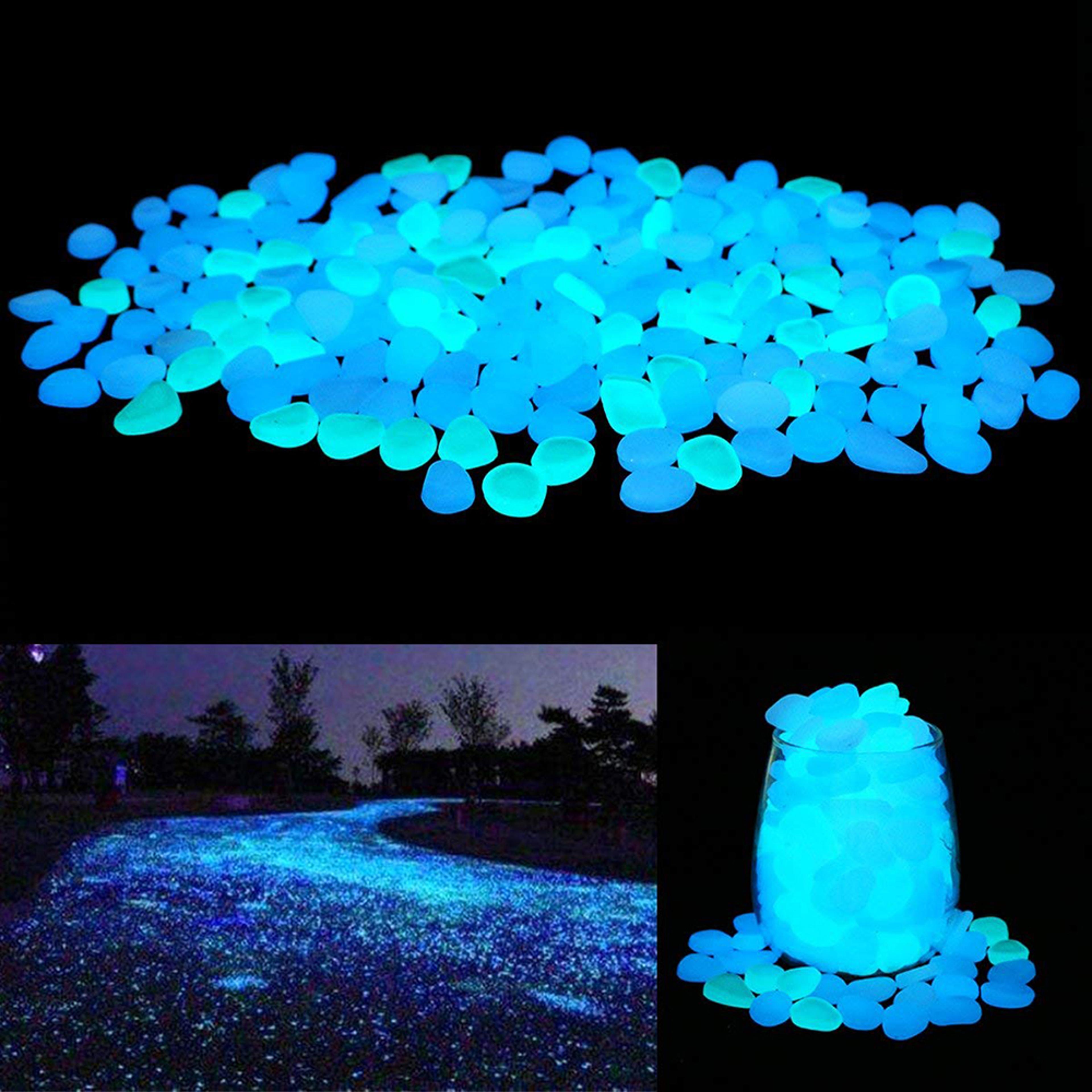 glow in the dark garden pebbles, decorative luminous stones, diy fairy garden rocks, yard and walkway decor