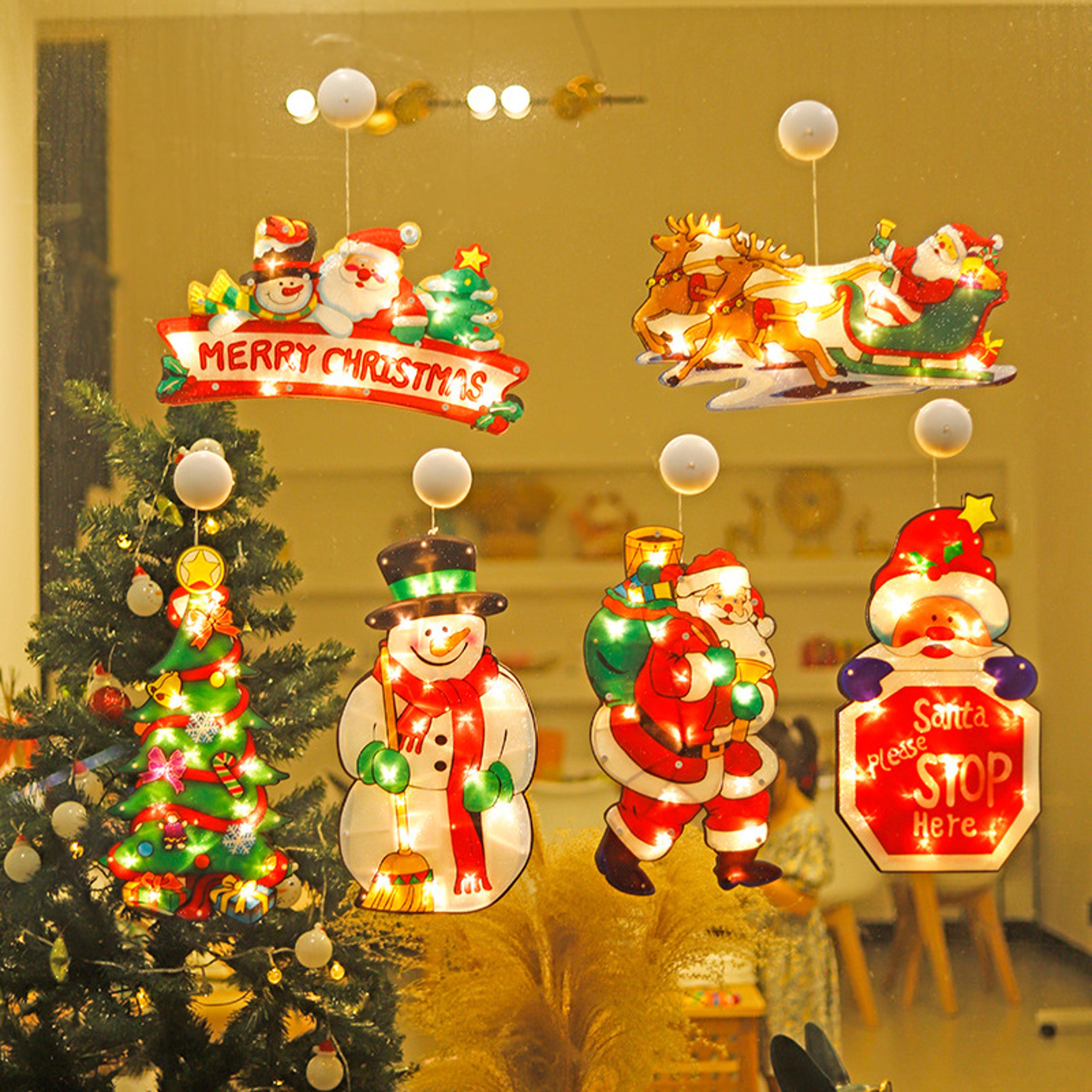christmas decorative lamp shop window room, christmas lamp window hanging lamp, small colored led sucker light