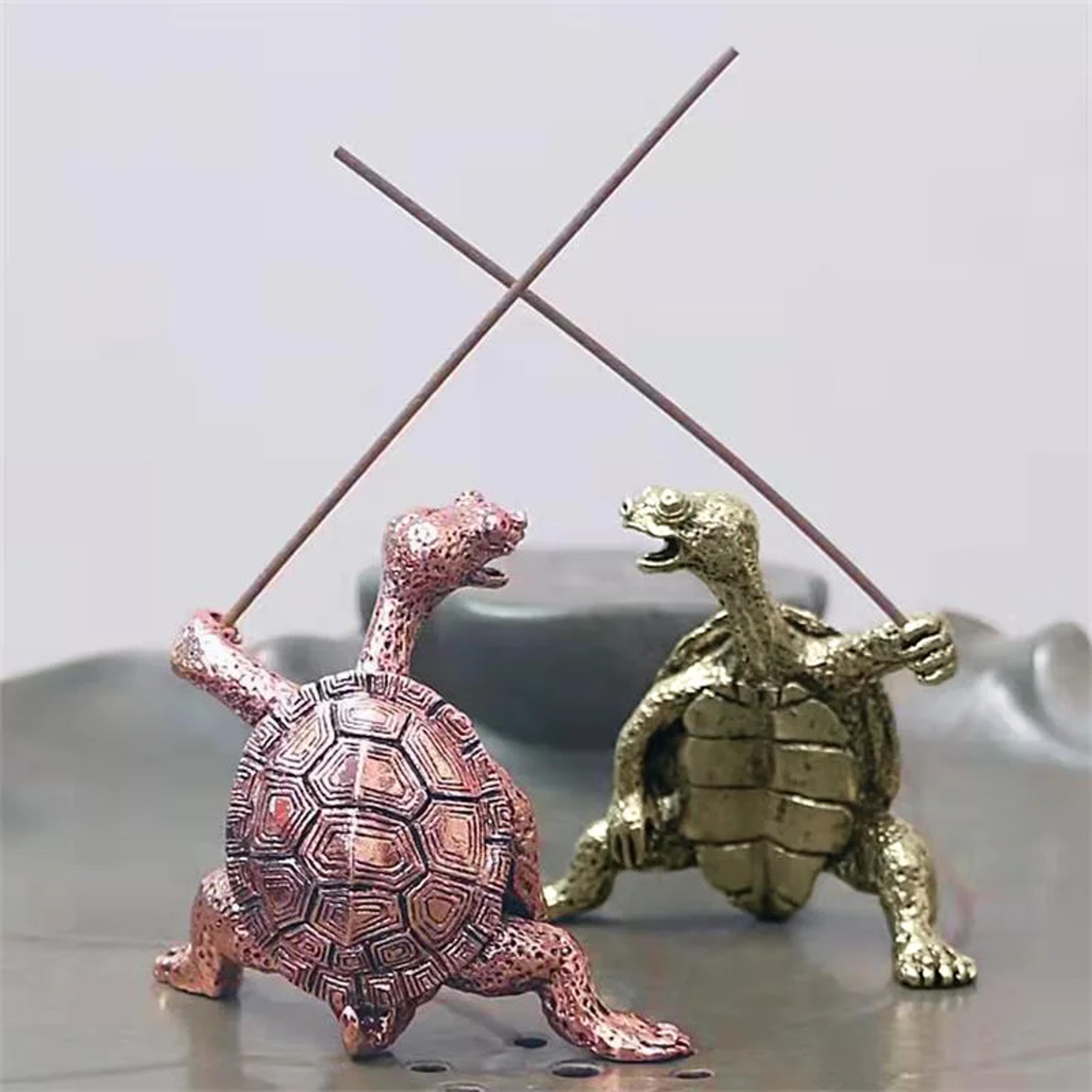 mini metal turtle incense holder, meditation buddha sandalwood stick burner, funny animal home decor