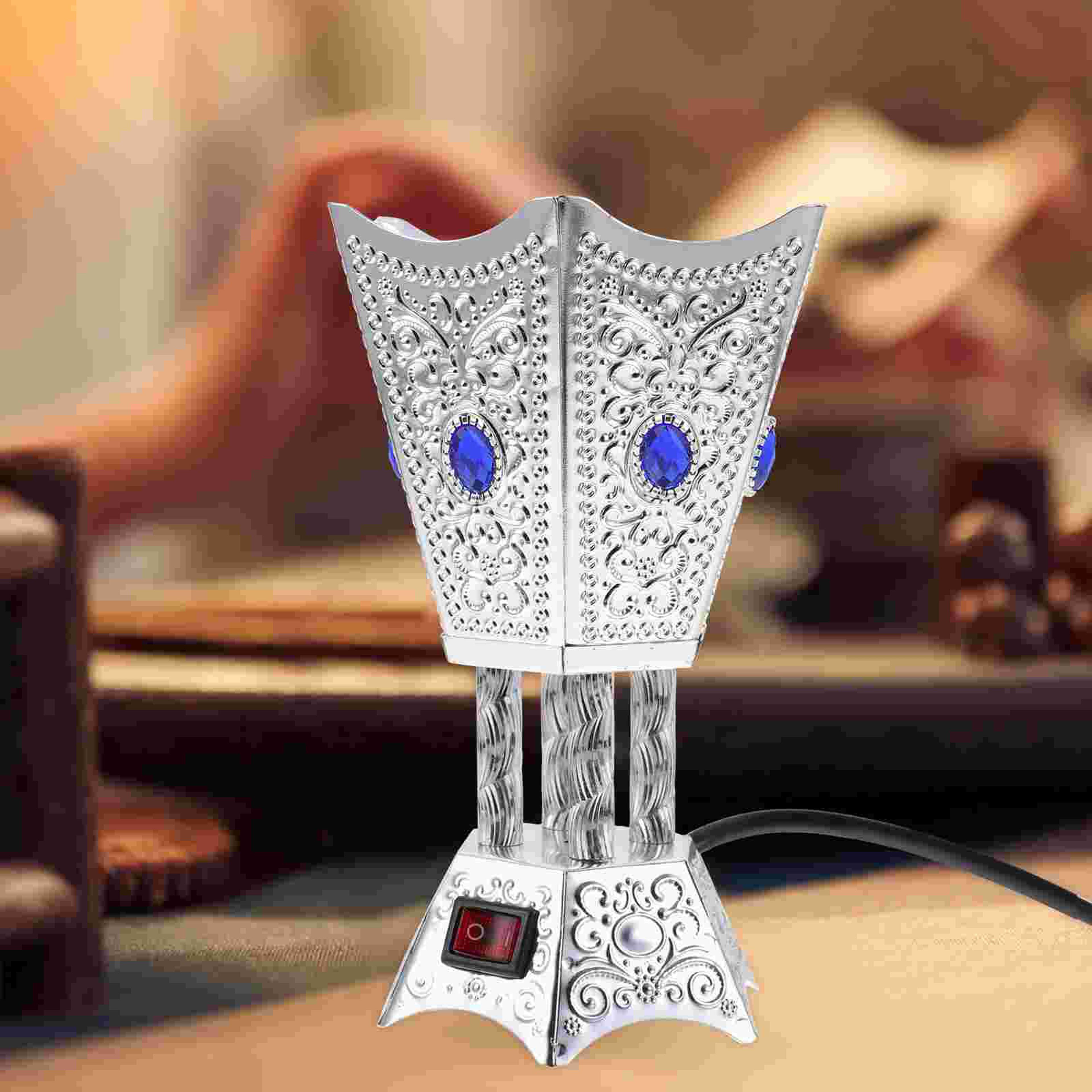 electric incense burner, retro household censer, iron bakhoor warmer, led timer aroma therapy incense holder