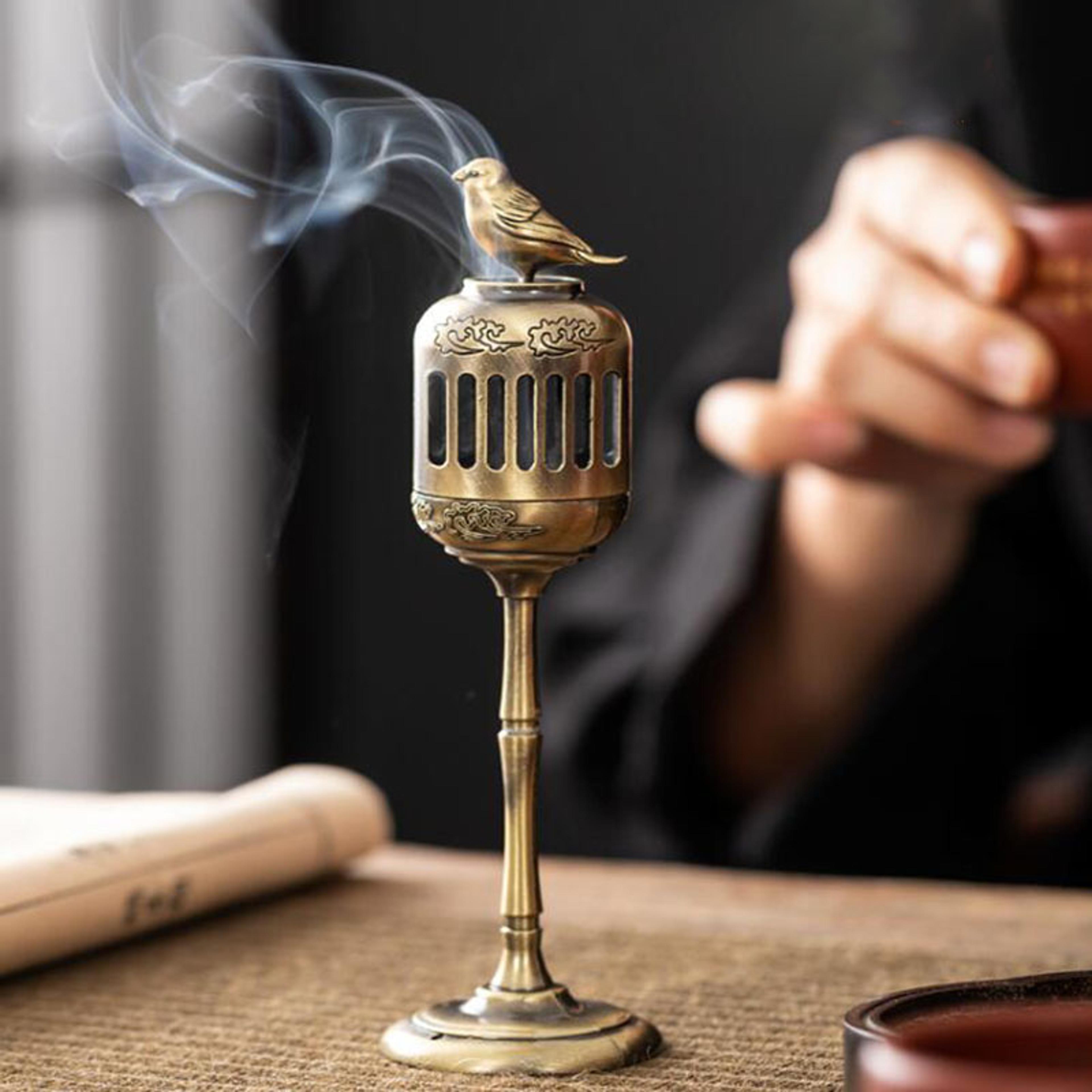 matel magpie hollow lamp, sandalwood fragrance censer, backflow incense holder, tea house ornaments, home and study room