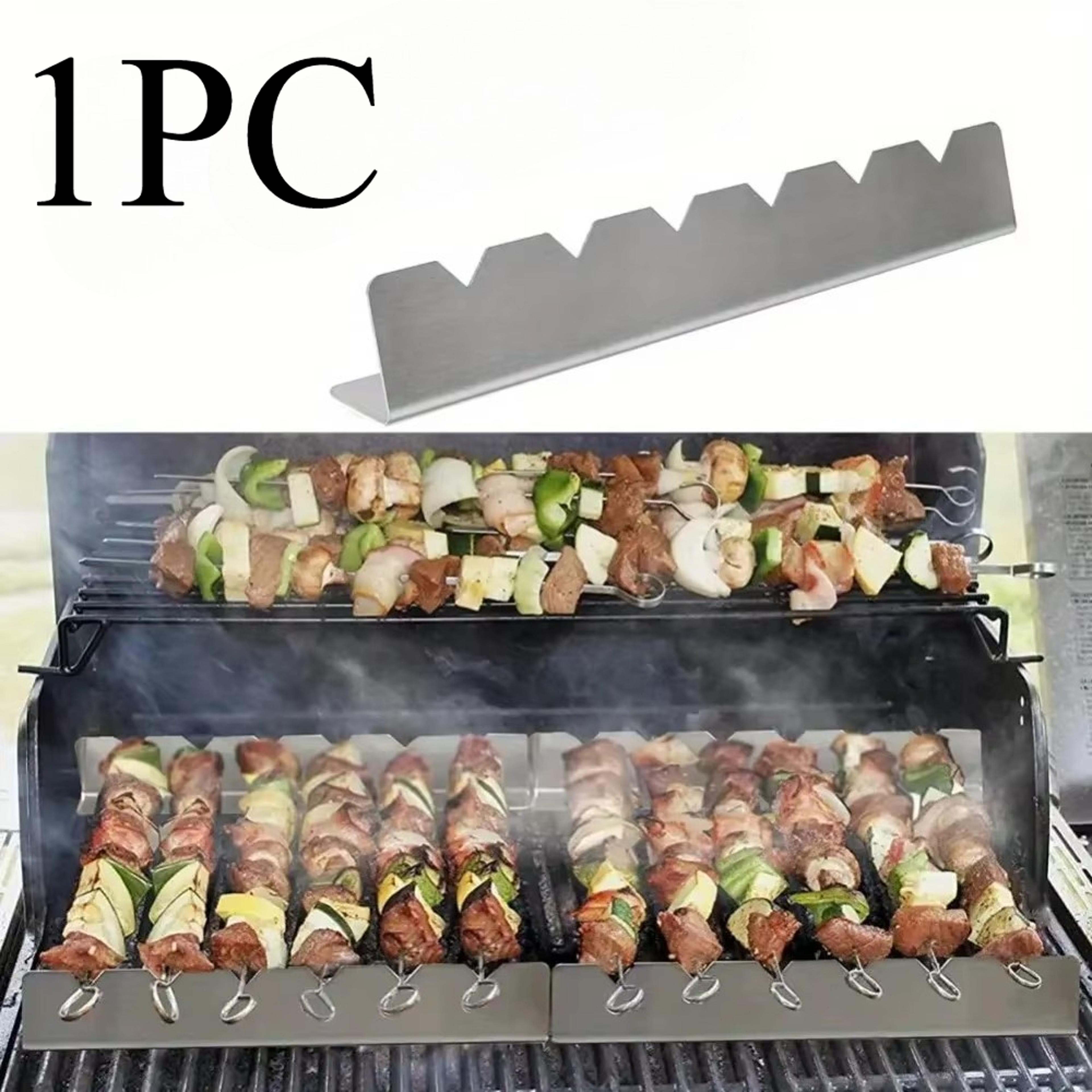 skewers holder set 6 slots, bbq flat skewers racks, easy cleaning, kebabs support stands, bbq accessories