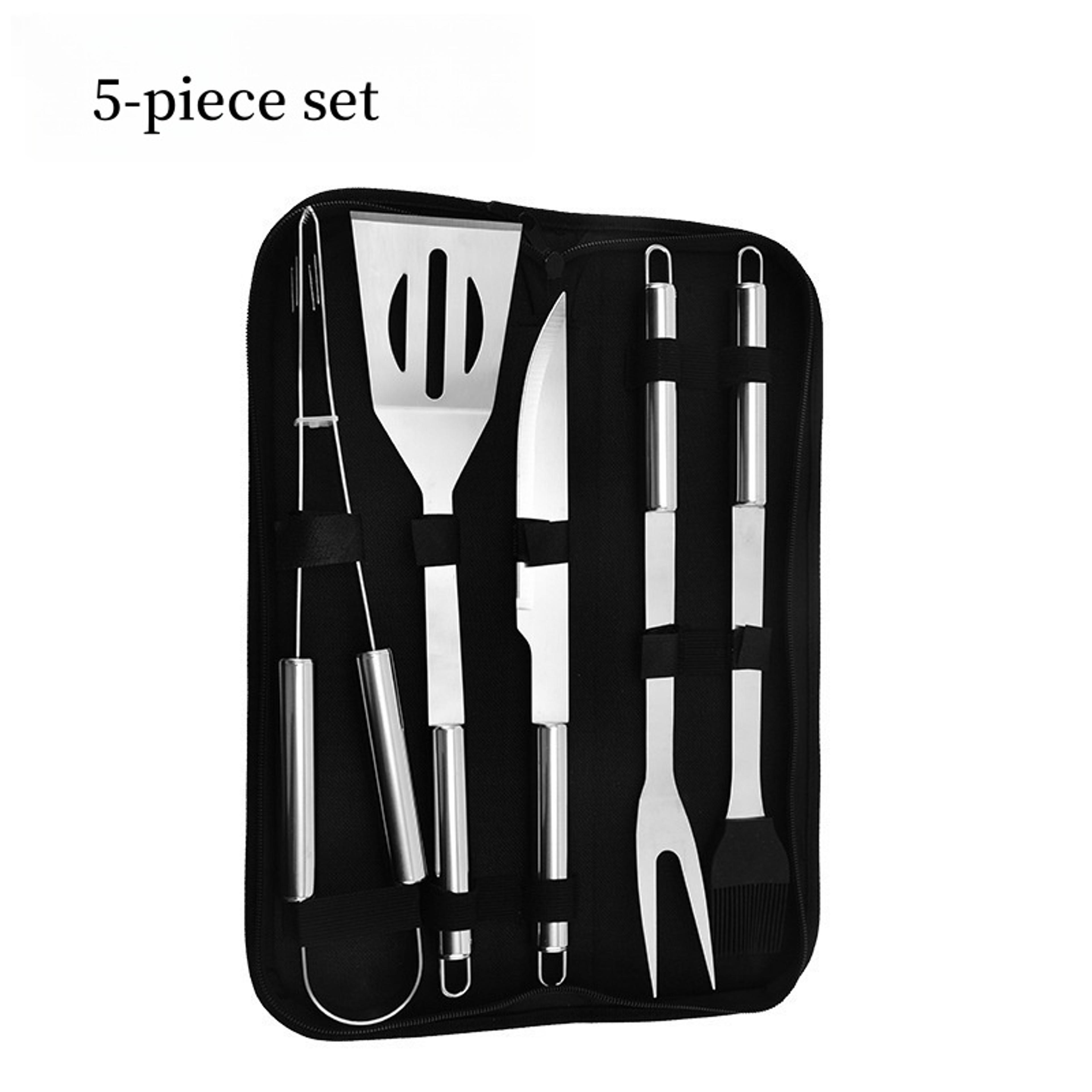 stainless steel barbecue set, outdoor grill baking tools, portable cloth bag oven combination tools