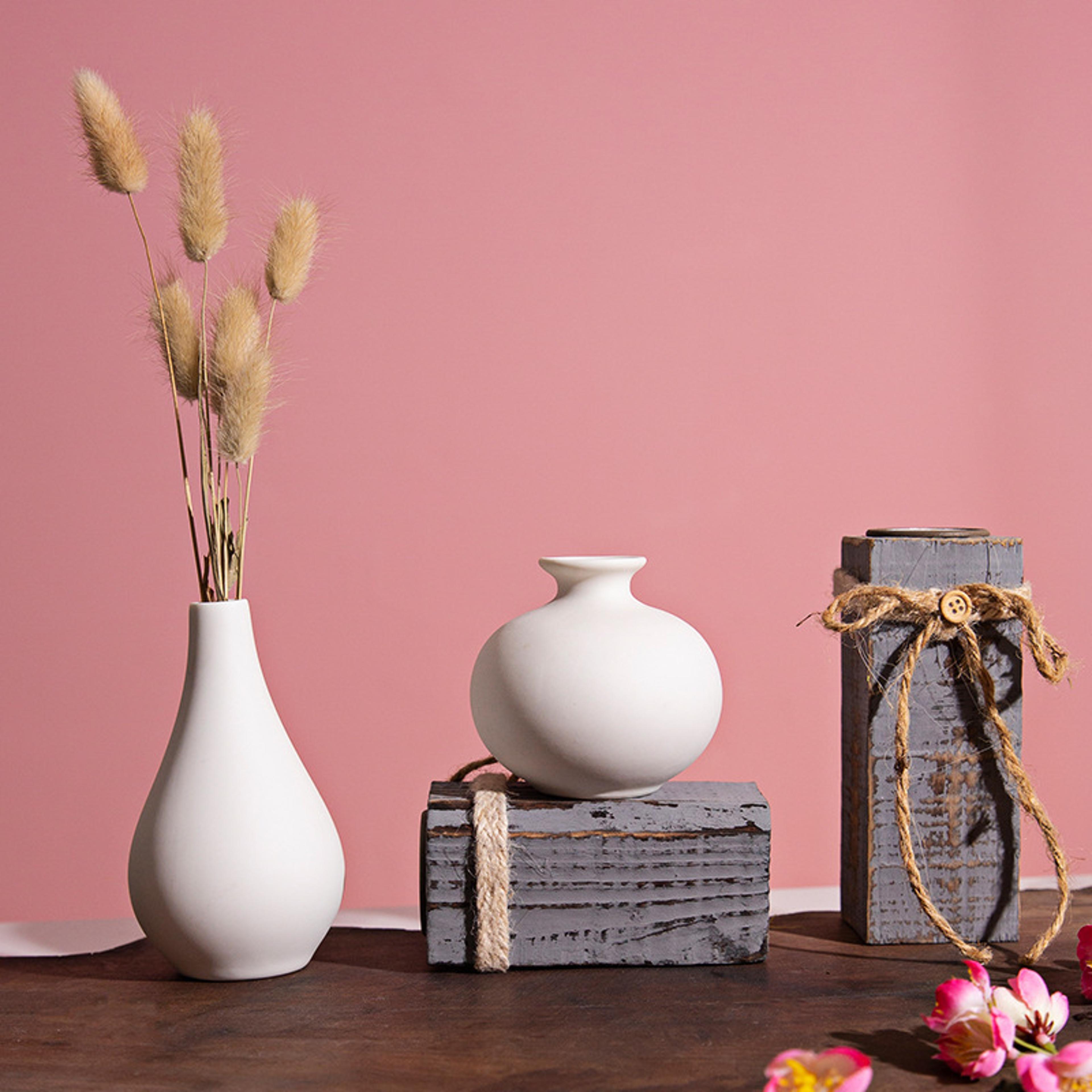 flower ornaments ceramic, small white vase, flower bottle crafts, room decoration fragrance bottle, ceramic flower