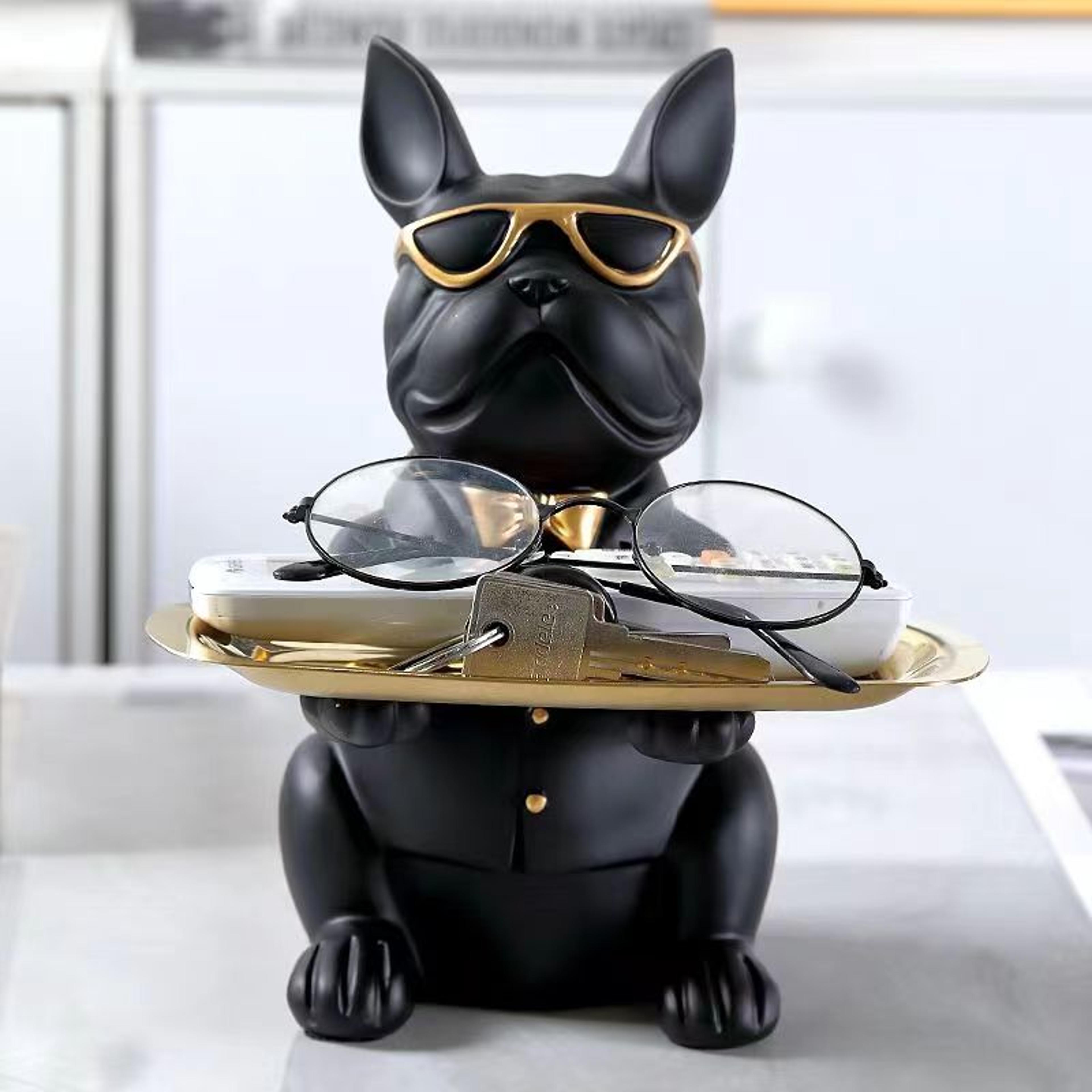 multi functional bulldog tray, creative animal statue, living room bedroom miscellaneous storage, home decoration