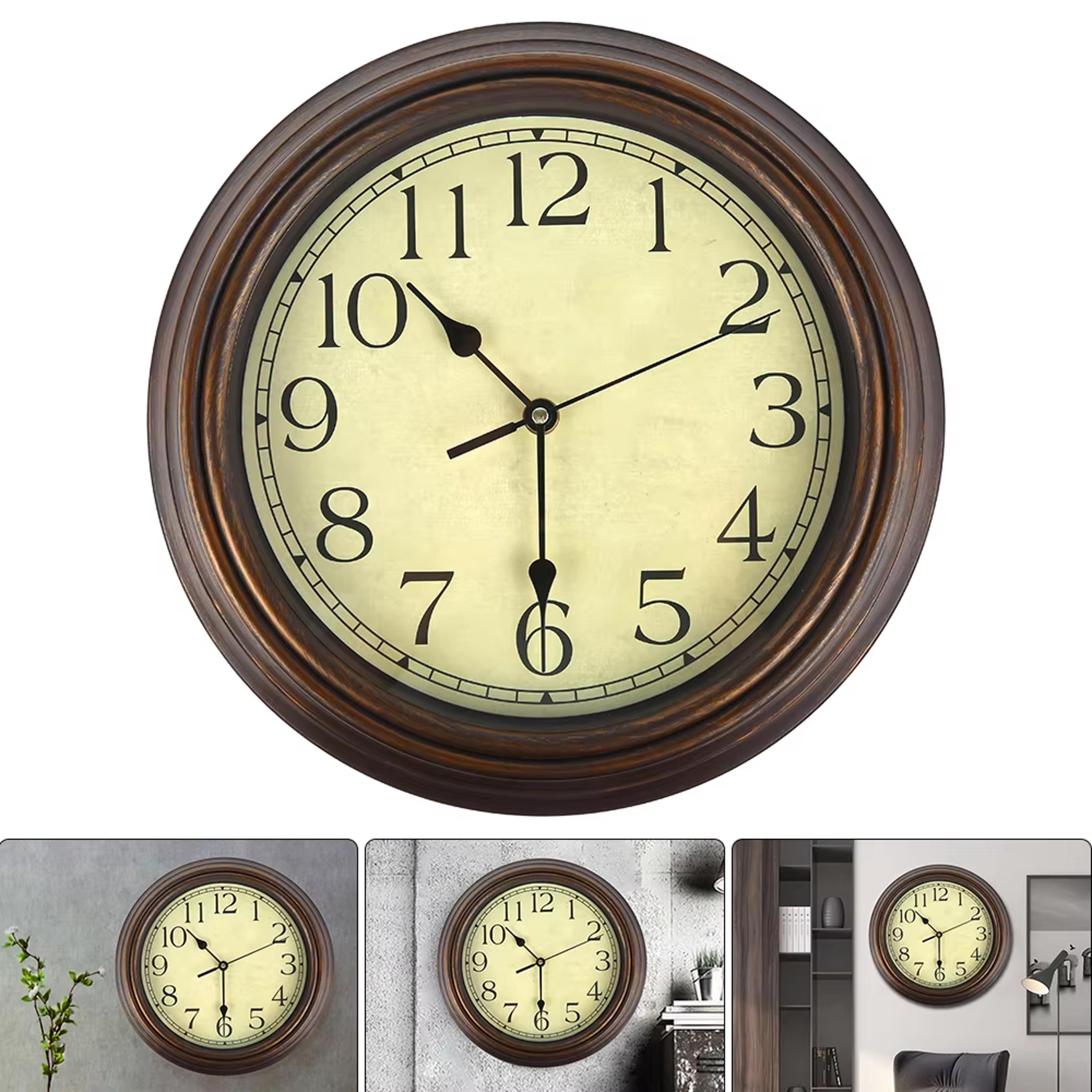 wall clock large, classic silent, retro design, american clock mechanism, living room kitchen decor, non ticking